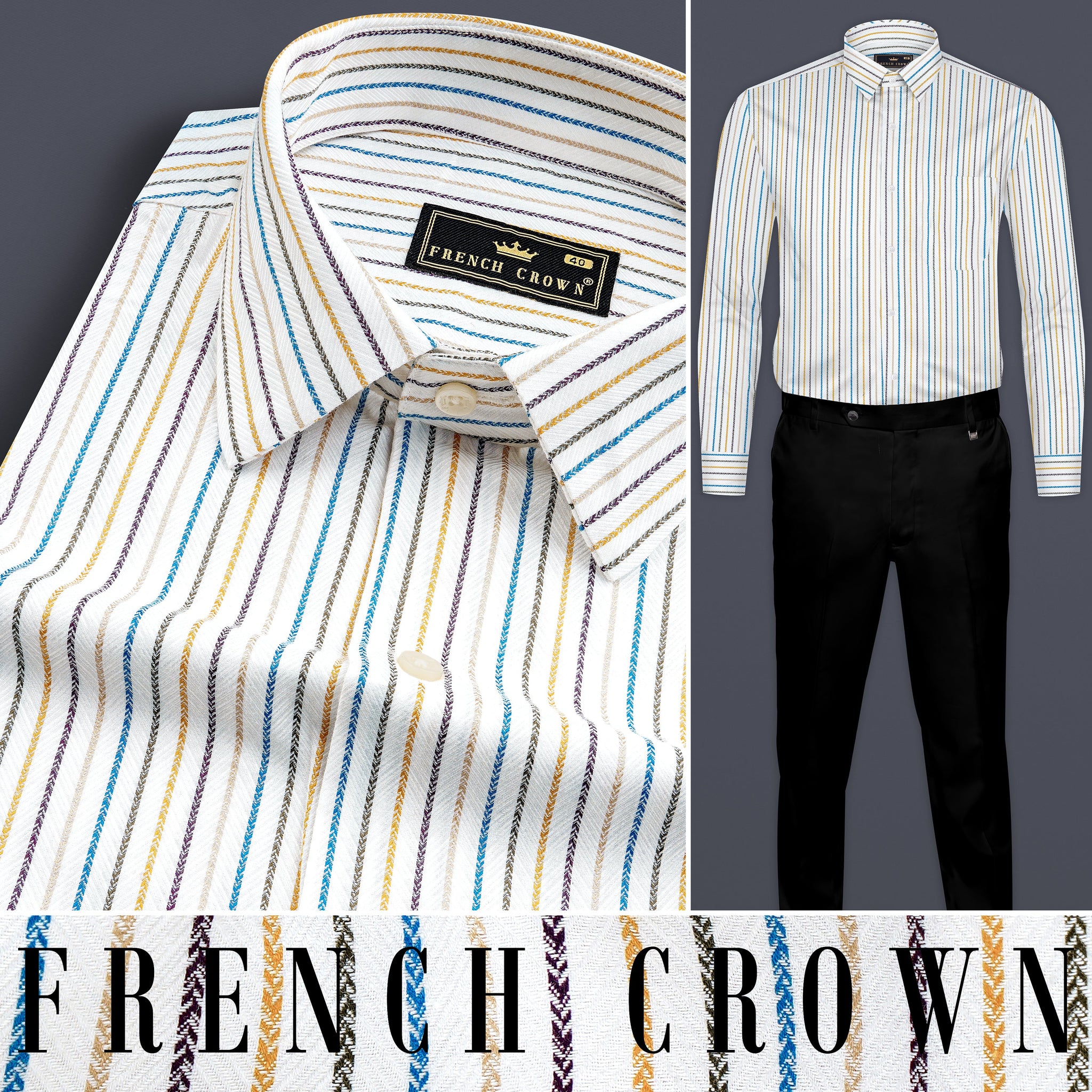 Bright White Formal Stripes Premium Cotton Shirt For Men