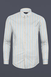 Bright White Formal Stripes Premium Cotton Shirt For Men