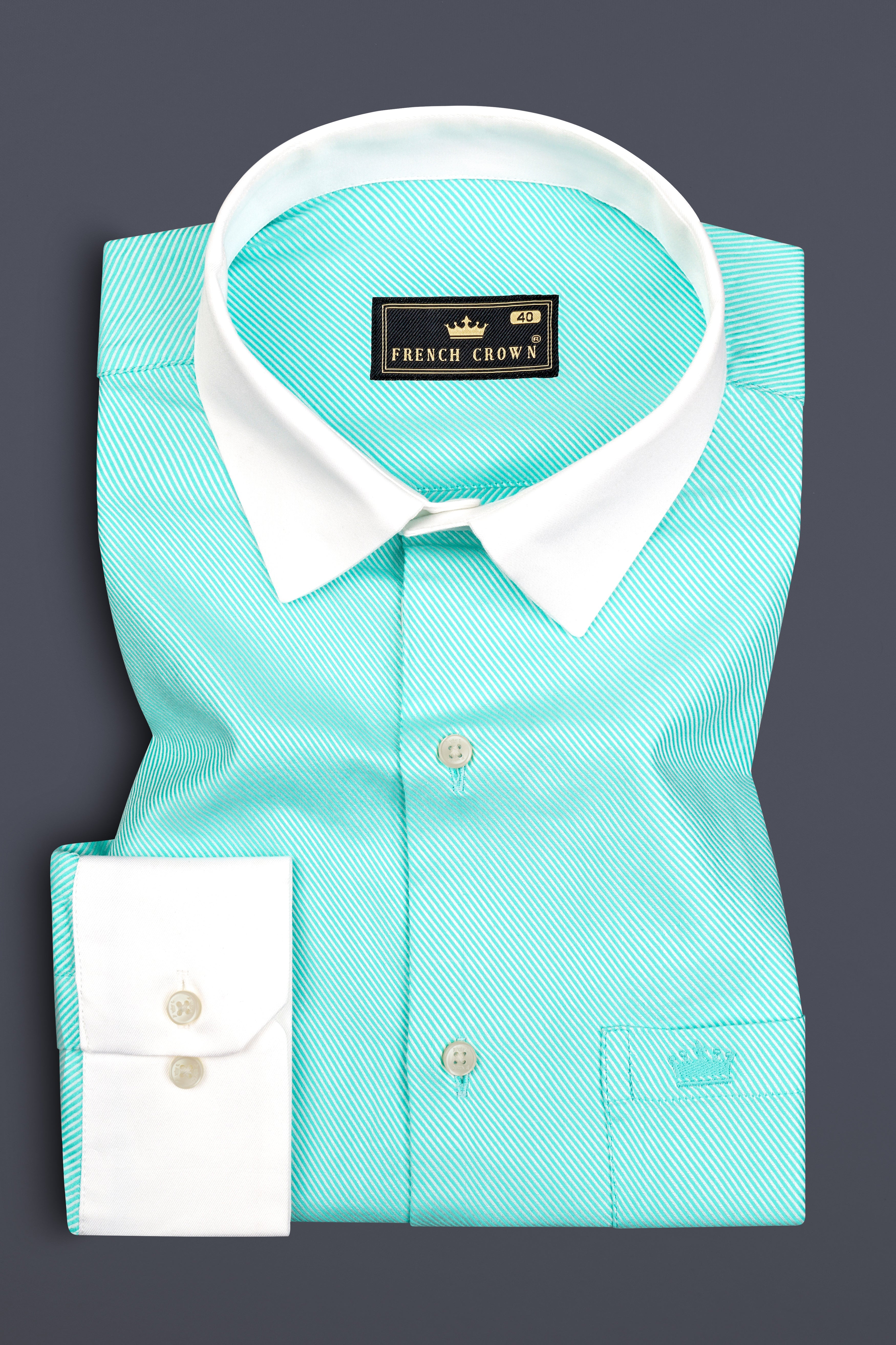 Seafoam Blue Jacquard Textured Premium Cotton Shirt