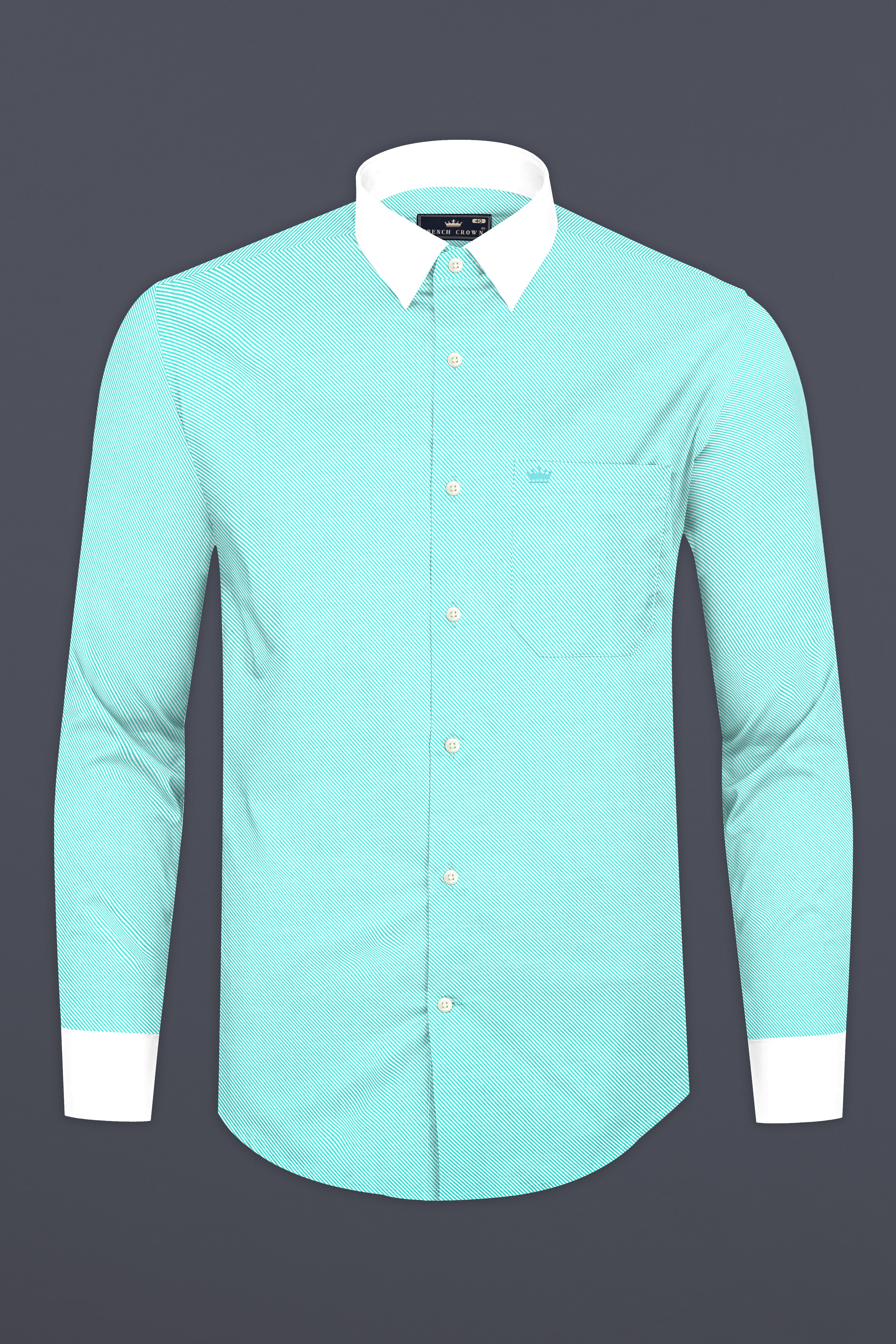 Seafoam Blue Jacquard Textured Premium Cotton Shirt
