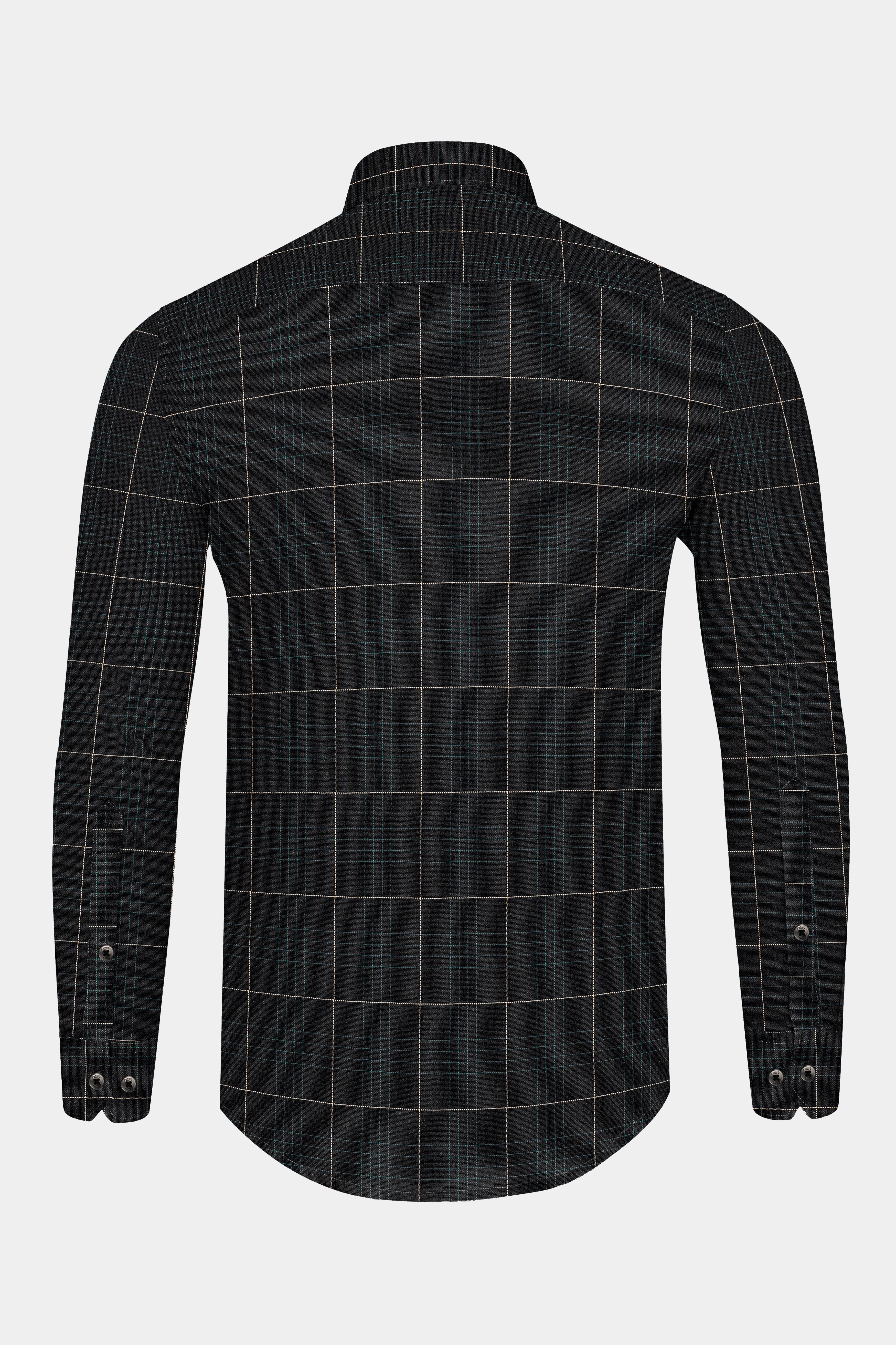 Jade Black Windowpane Casual Checks-Plaid Premium Cotton Shirt For Men Jade Black Windowpane Casual Checks-Plaid Premium Cotton Shirt For Men