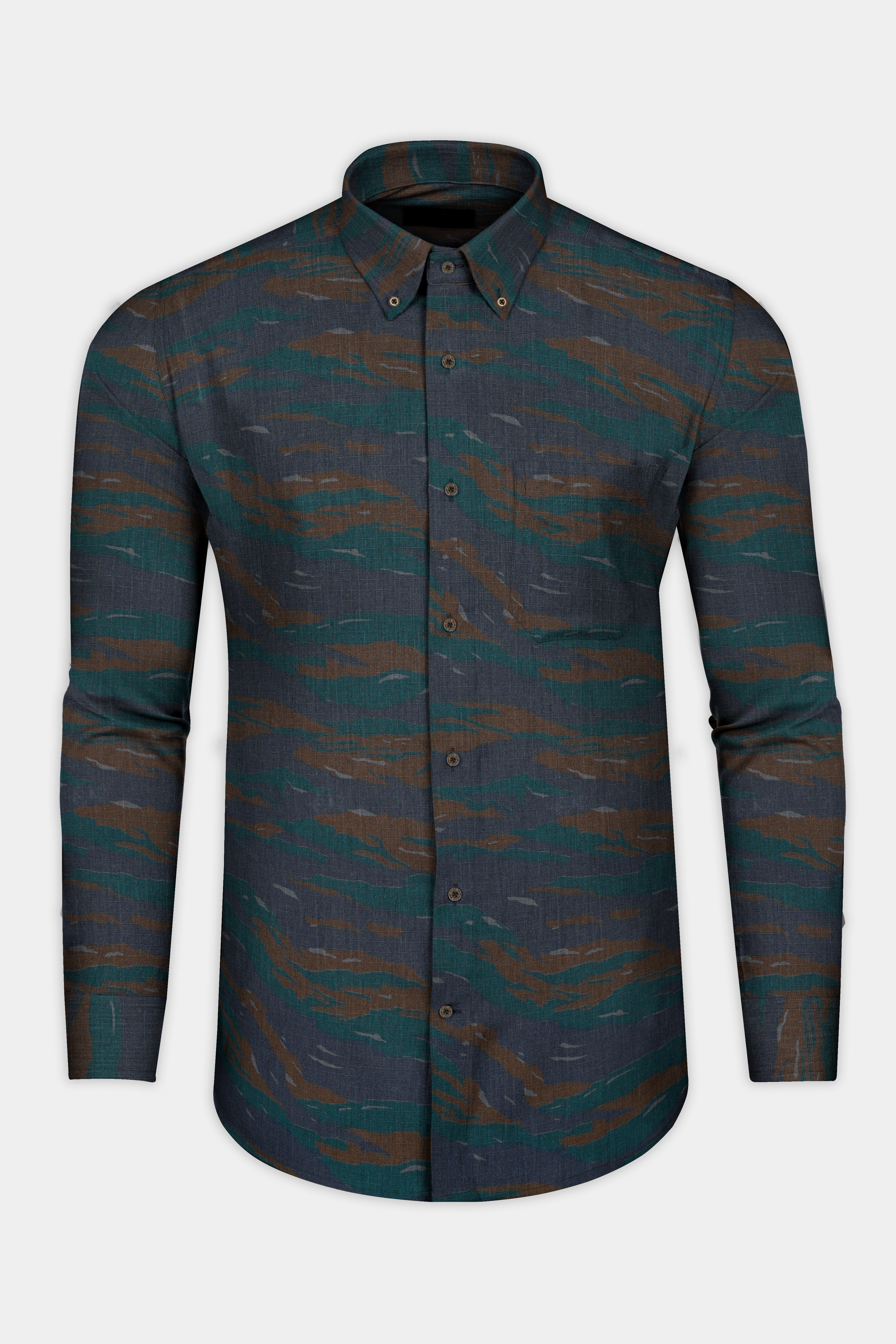 Spectra Green with Charcoal Gray Camouflage Royal Oxford Shirt