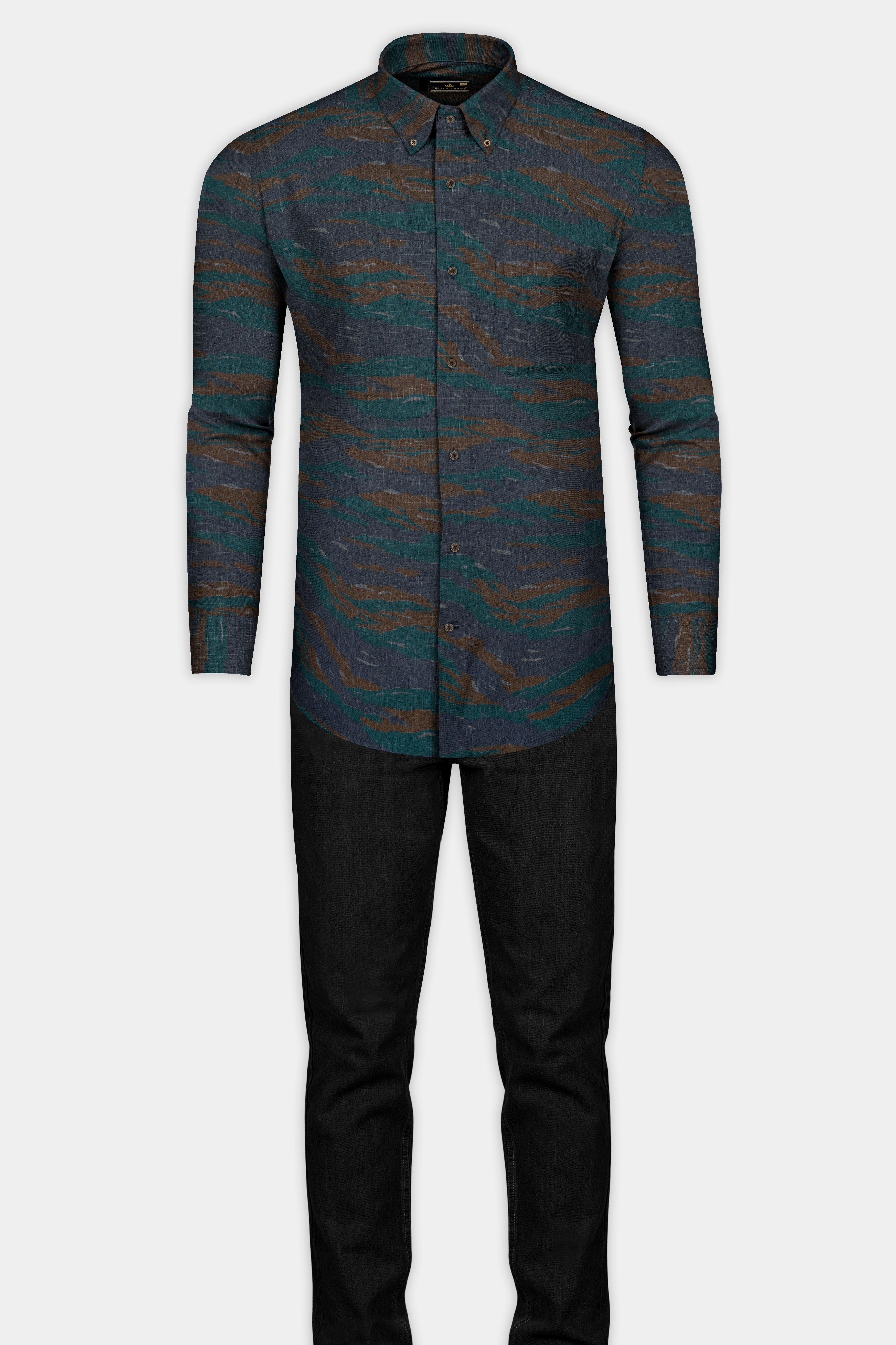 Spectra Green with Charcoal Gray Camouflage Royal Oxford Shirt