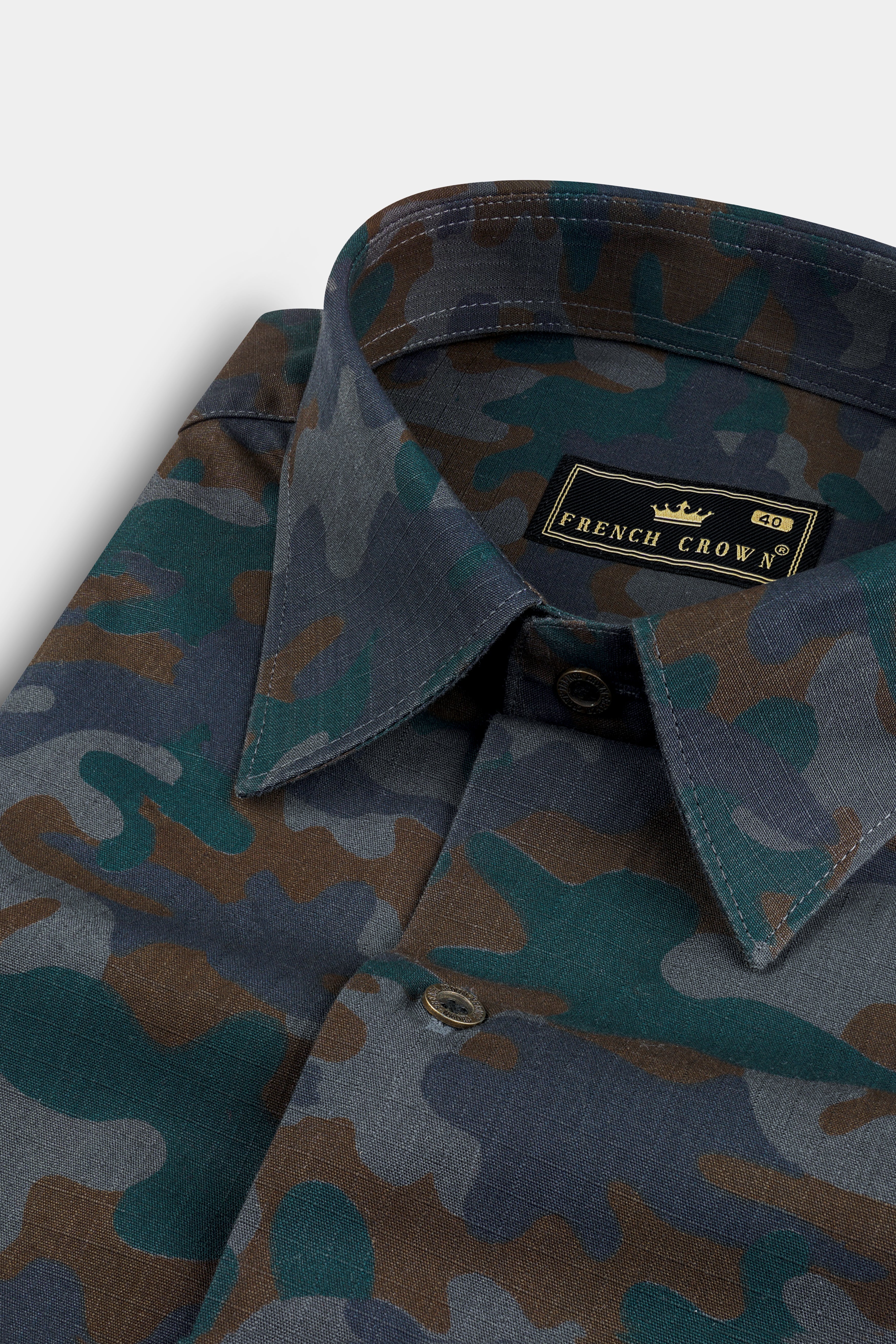 Spectra Green with Kabul Brown Camouflage Royal Oxford Shirt