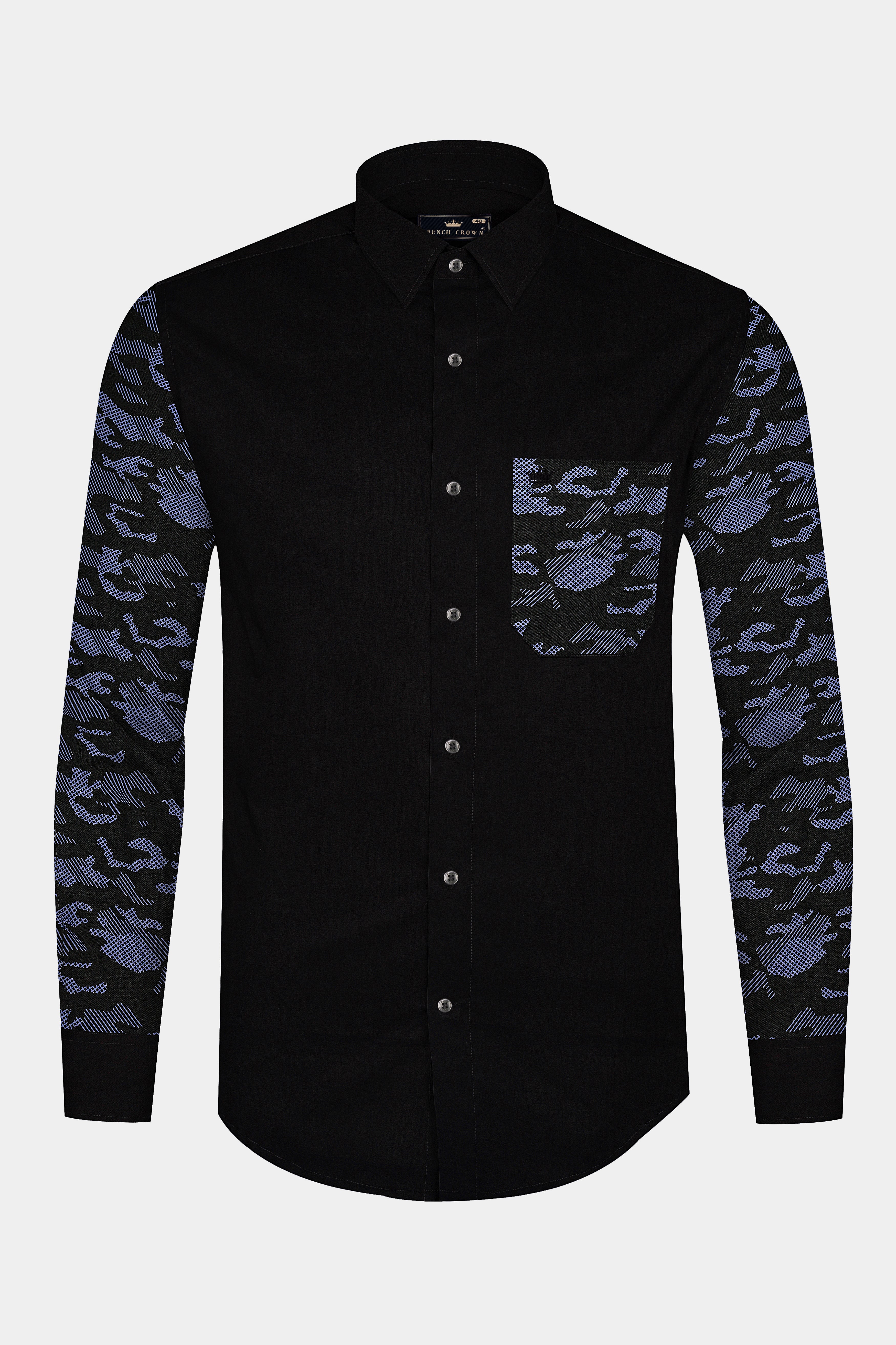 Jade Black with Military Sleeves Printed Super Soft Premium Cotton Designer Shirt