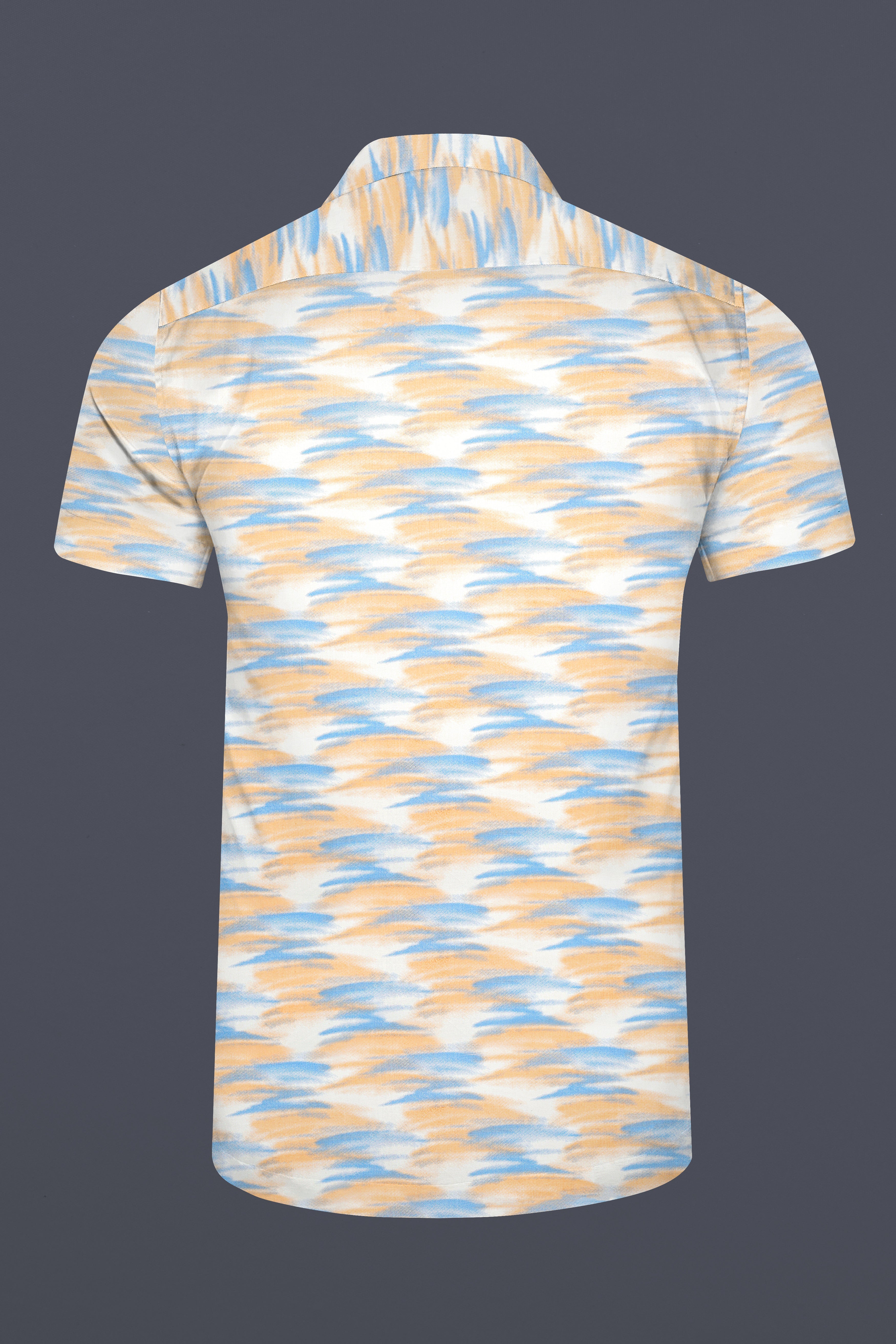 Marzipan Orange with Glacier Blue and White Abstract Printed Super Soft Premium Cotton Shirt