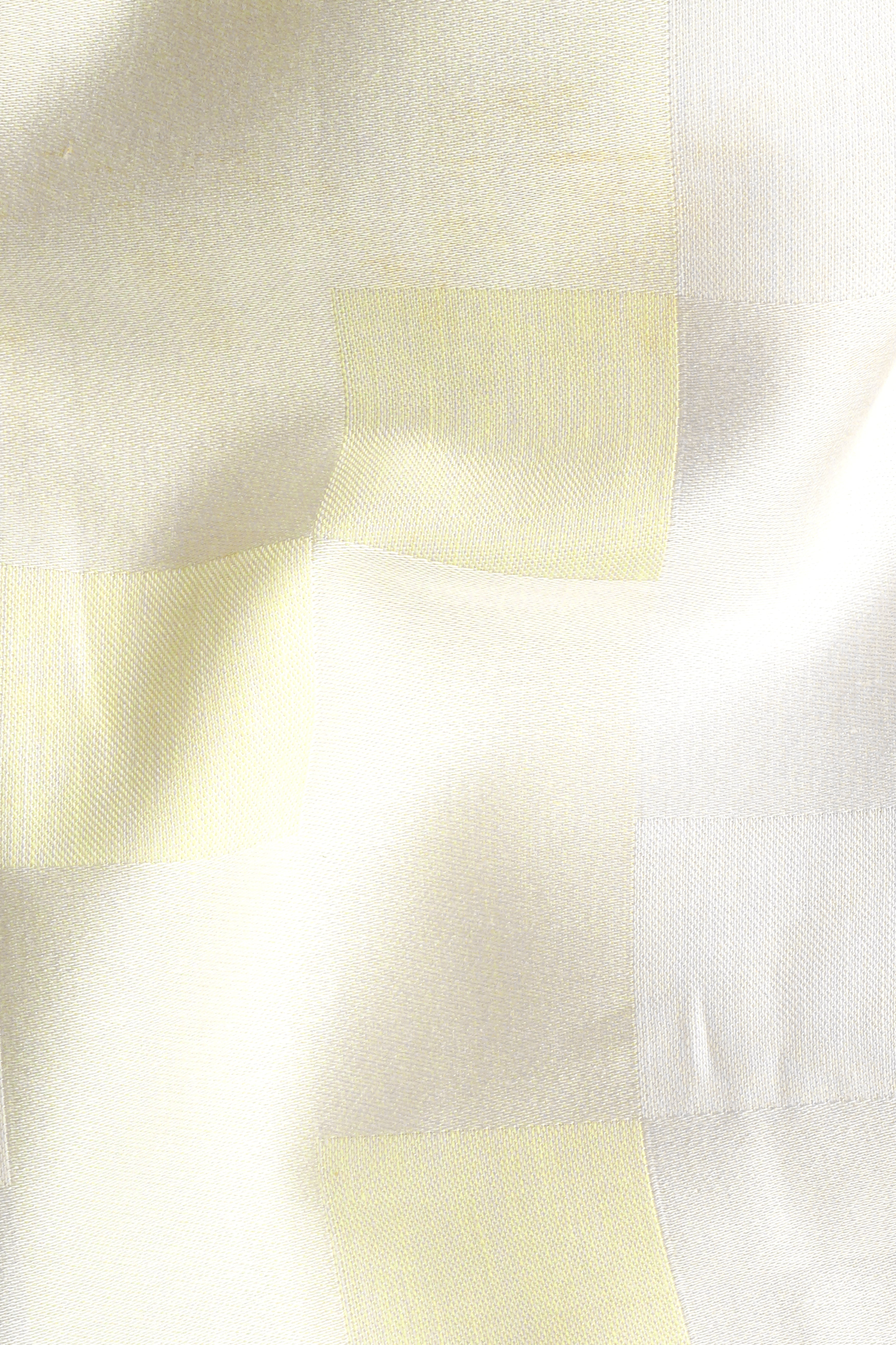 Eggshell Cream with Primrose Yellow Jacquard Textured Premium Cotton Shirt