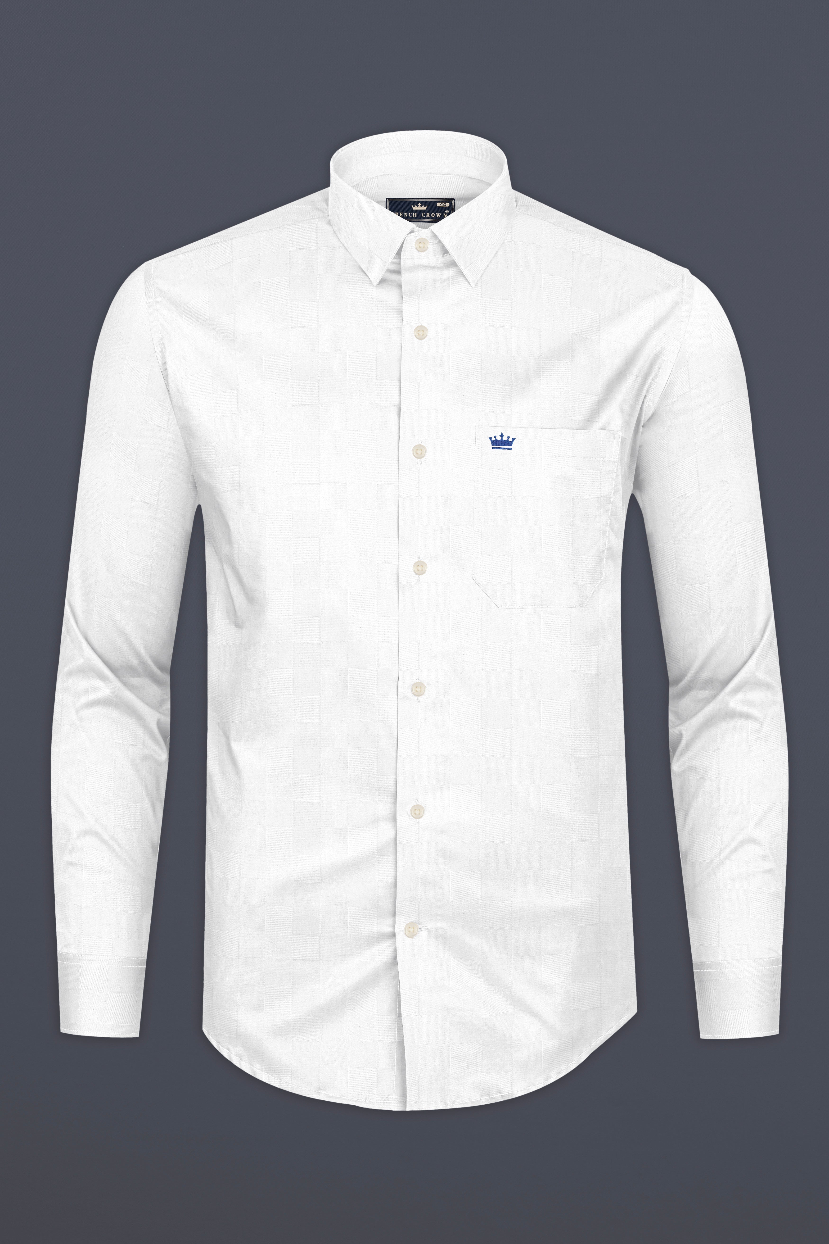 Bright White Jacquard Textured Premium Cotton Shirt