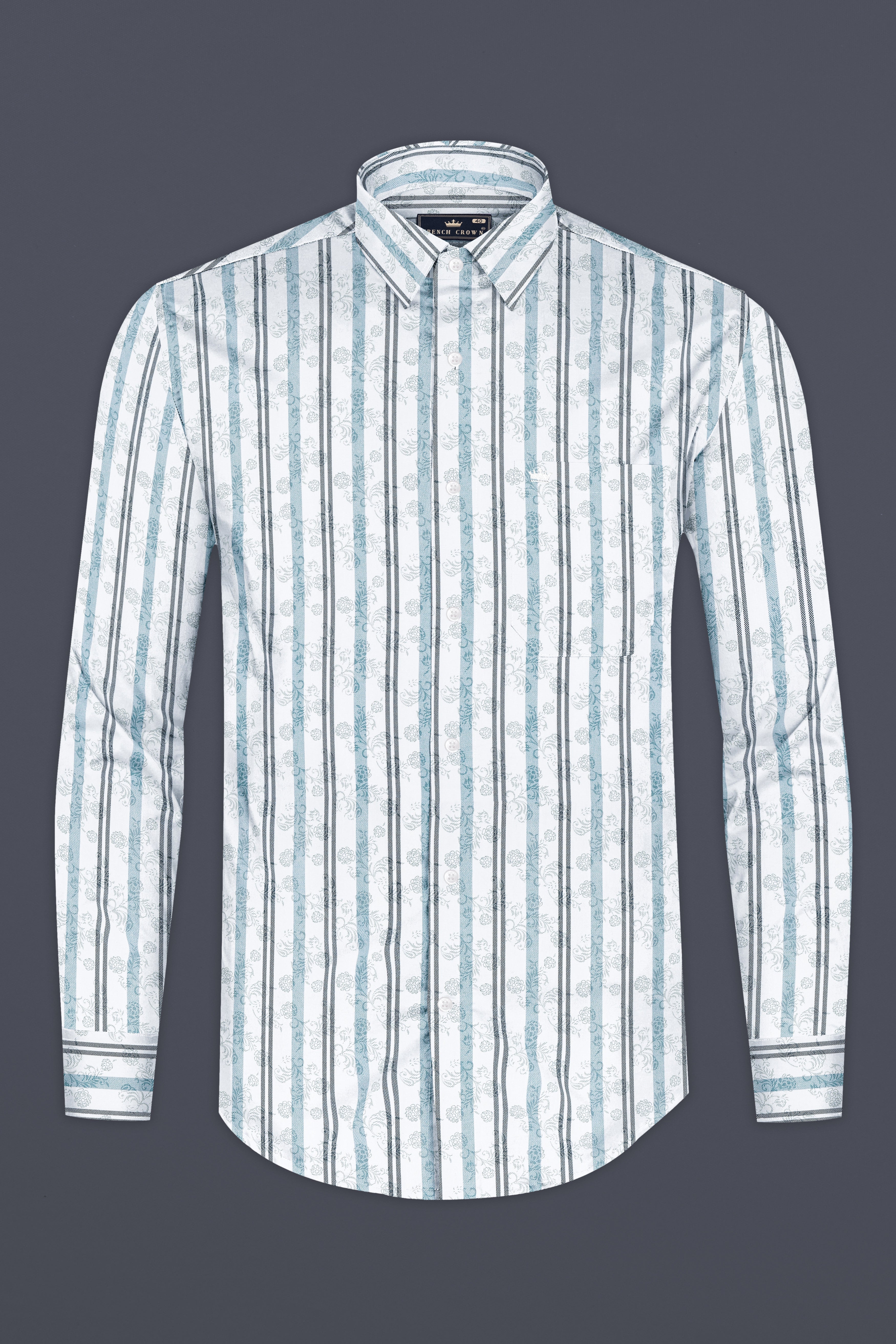 Bright white And Opaque Blue Subtle Sheen Striped Super Soft Premium Cotton Shirt