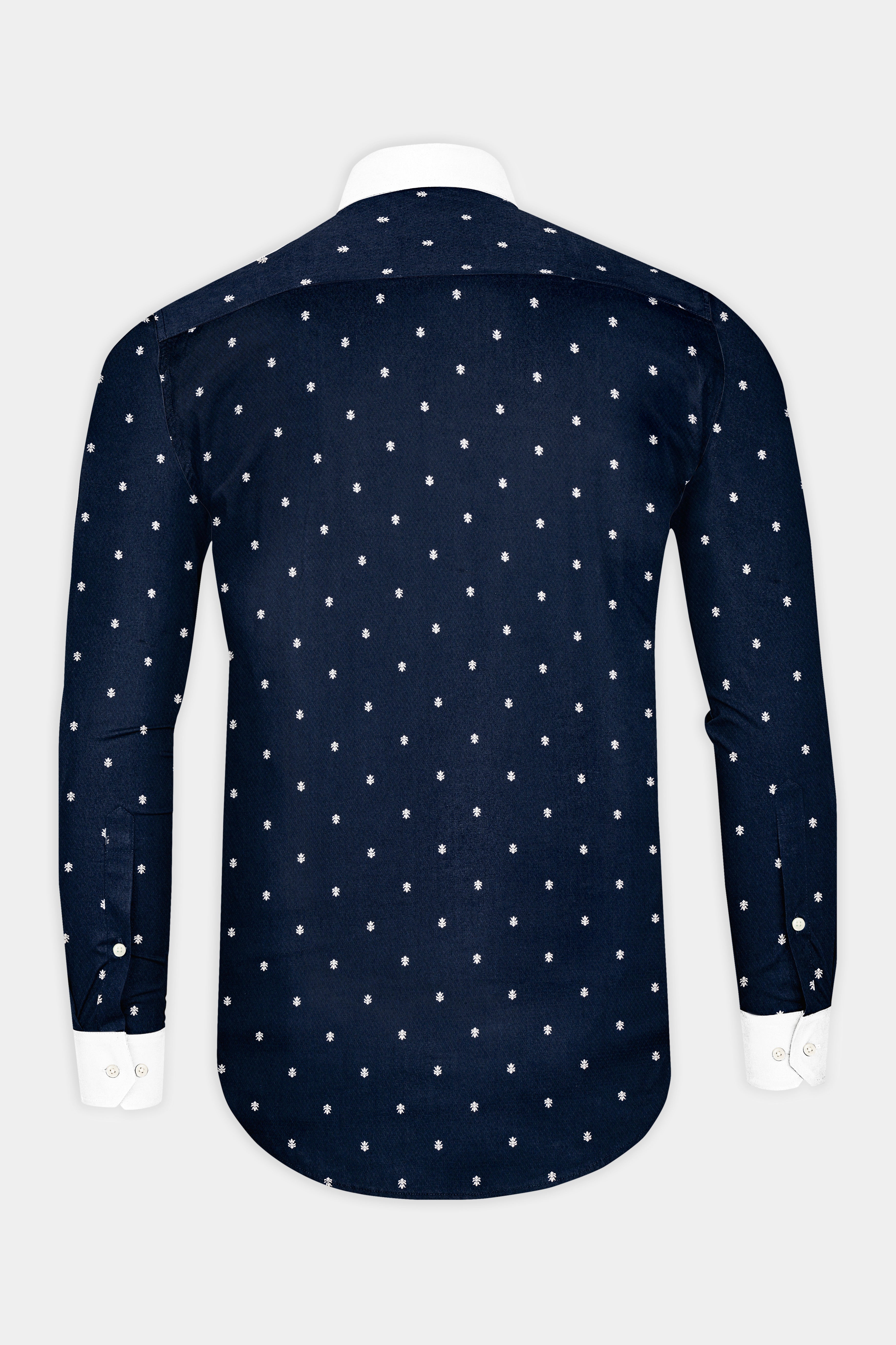 Ebony Blue Dobby Textured Premium Cotton Shirt