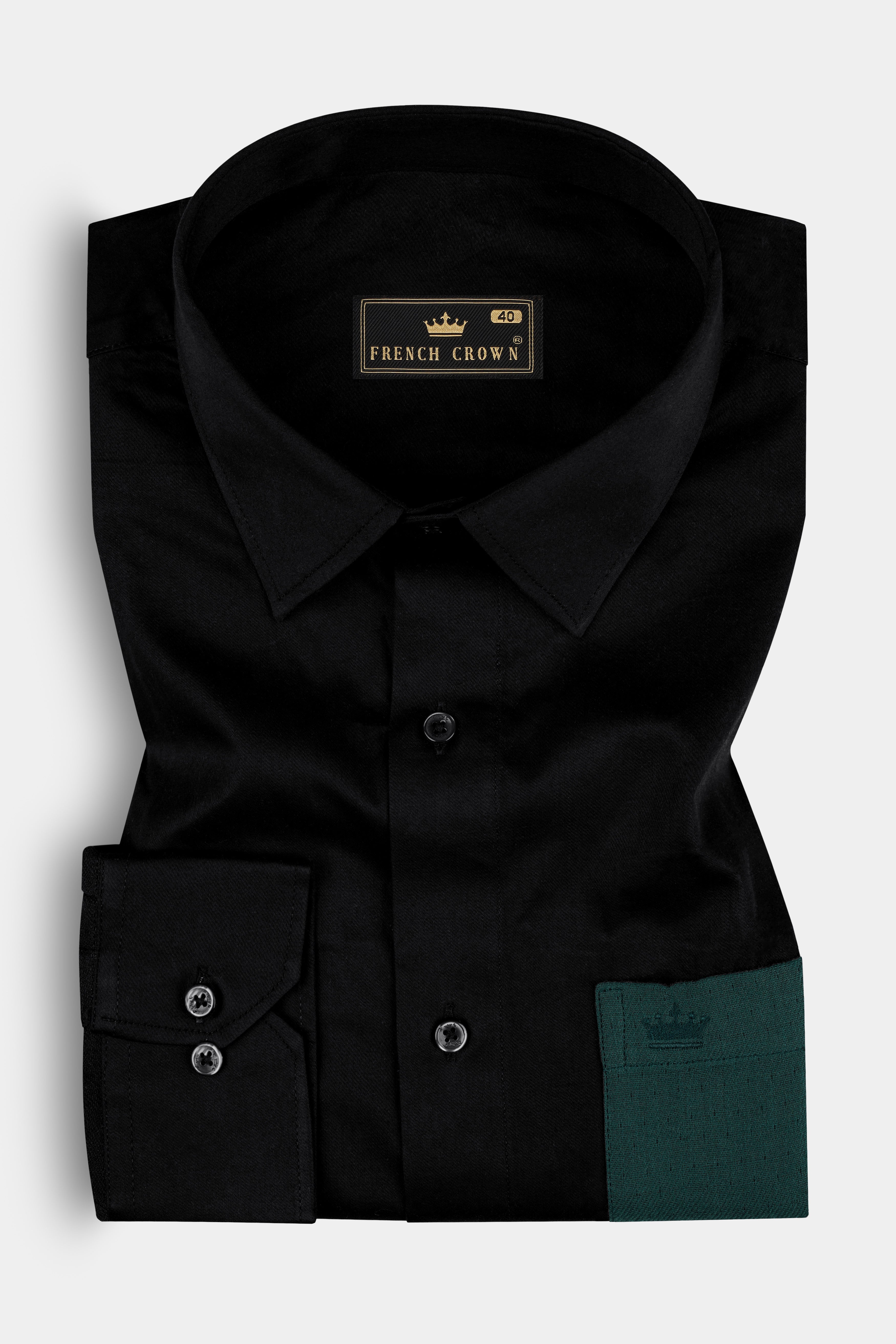 Jade Black with Burnham Green Printed Super Soft Premium Cotton Designer Shirt