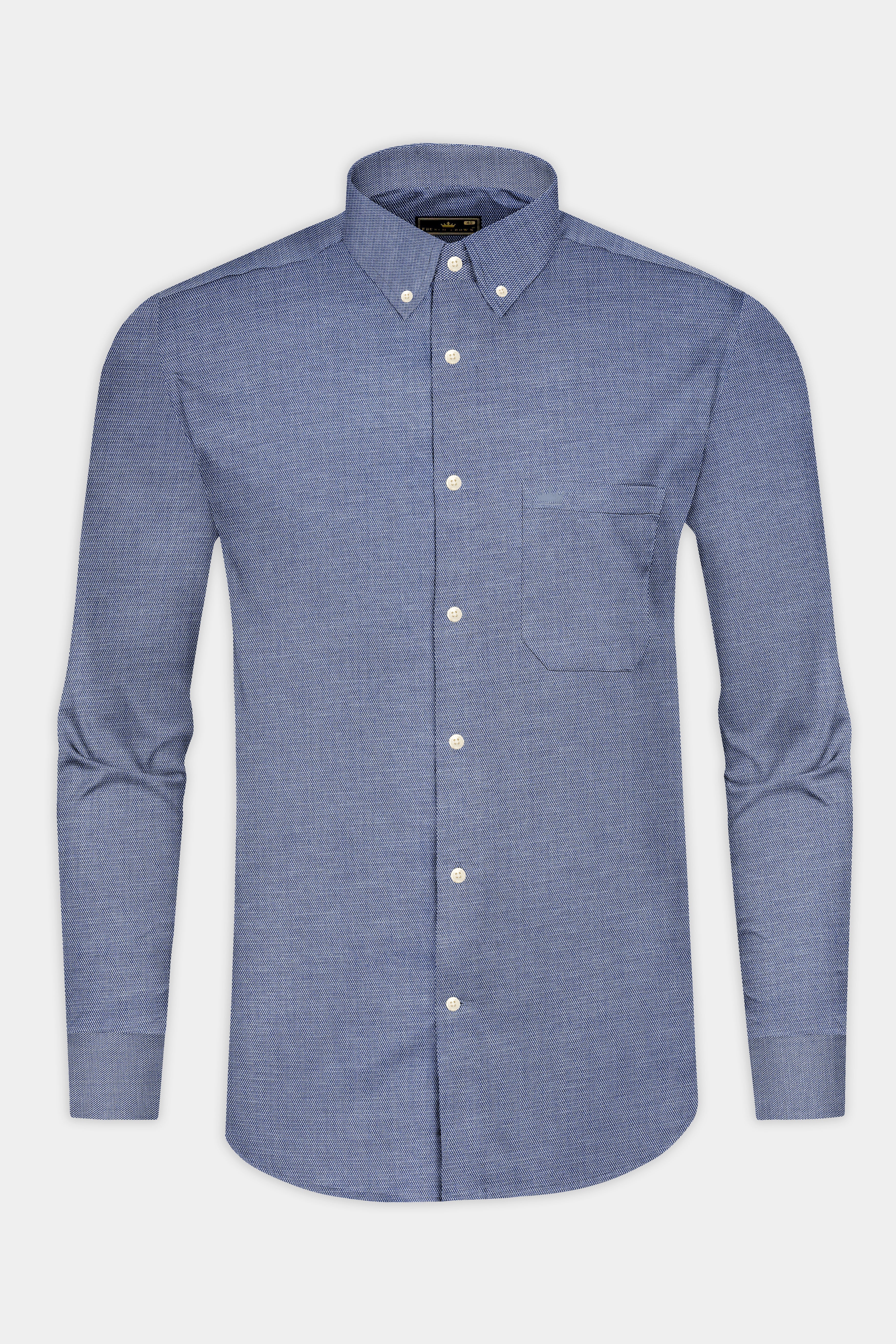 Raven Blue Dobby Textured Premium Cotton Shirt