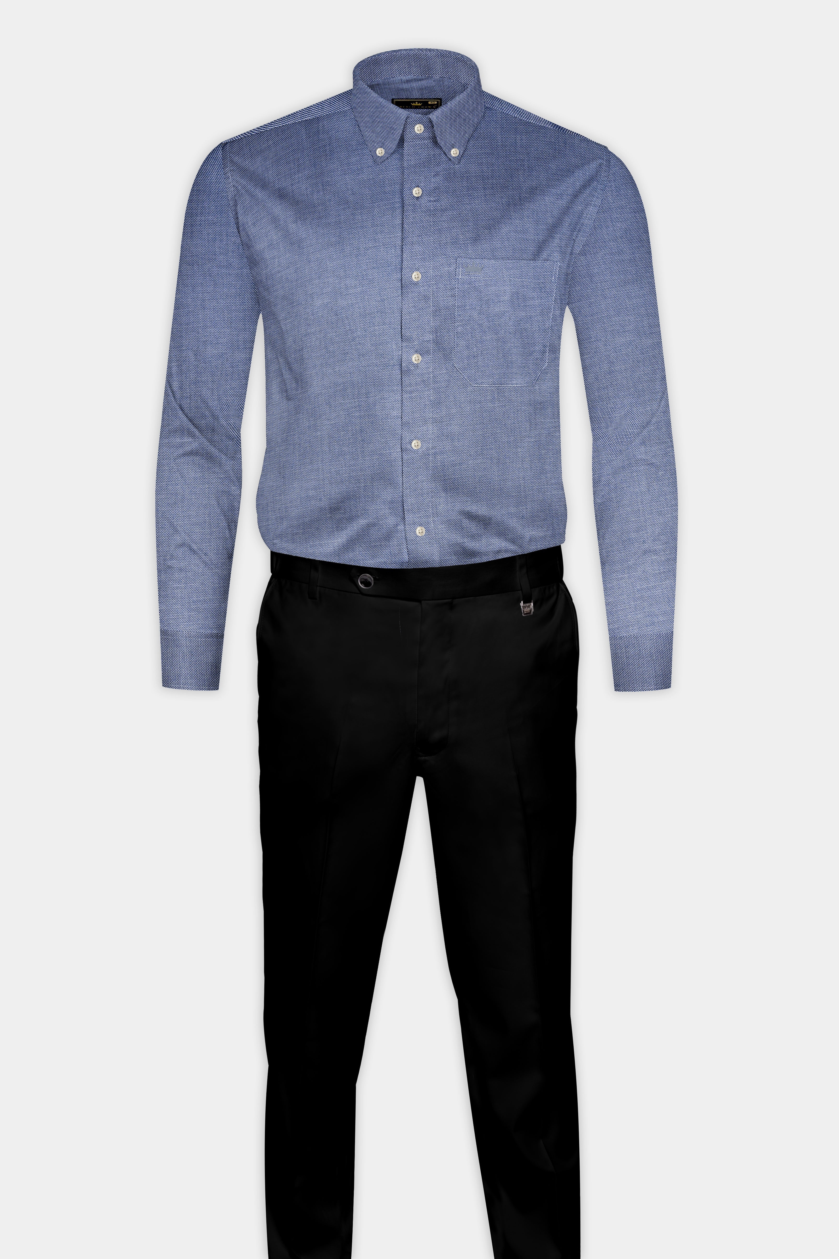 Raven Blue Dobby Textured Premium Cotton Shirt