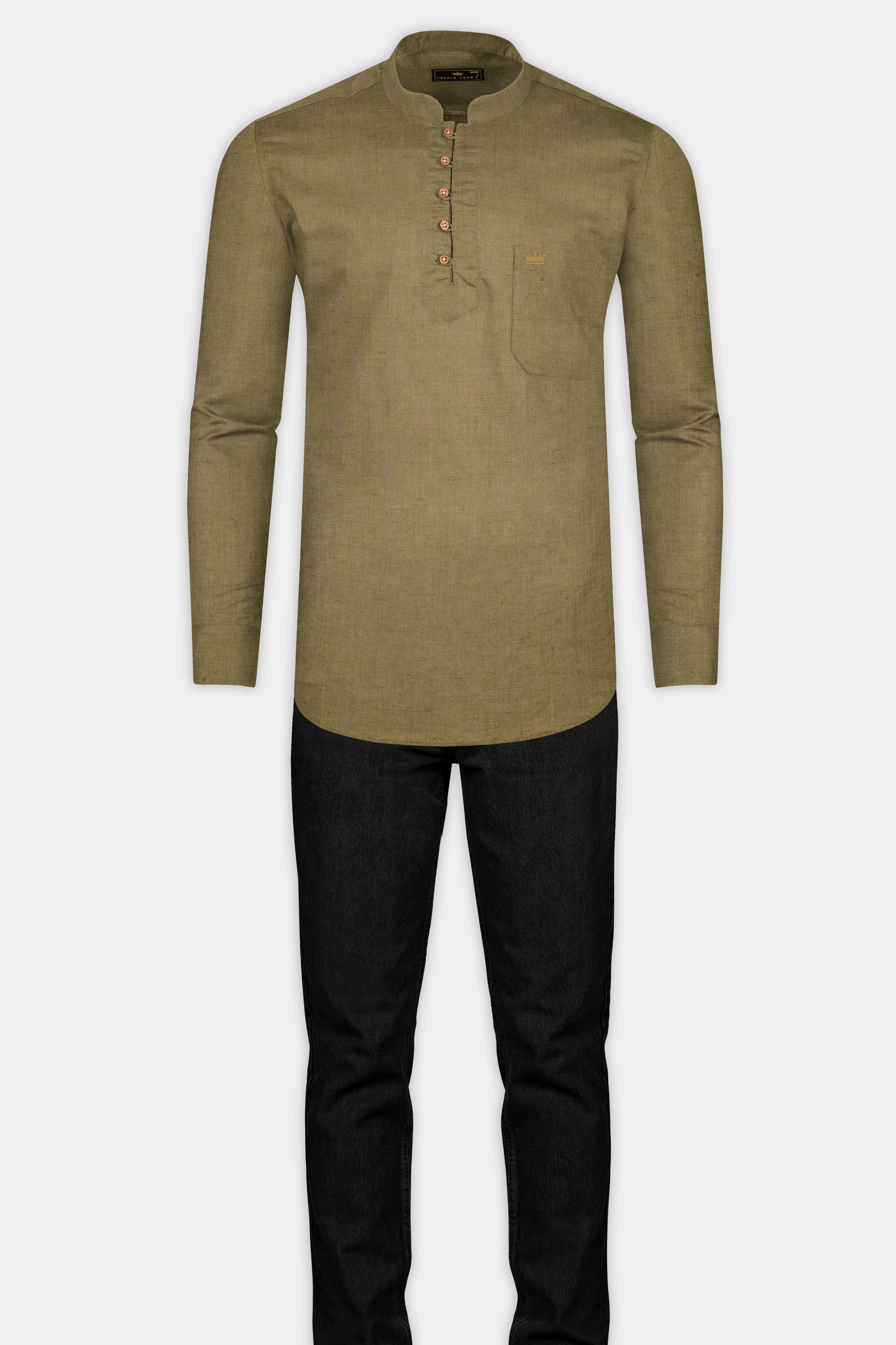 Moccasin Brown Luxurious Linen Kurta Shirt