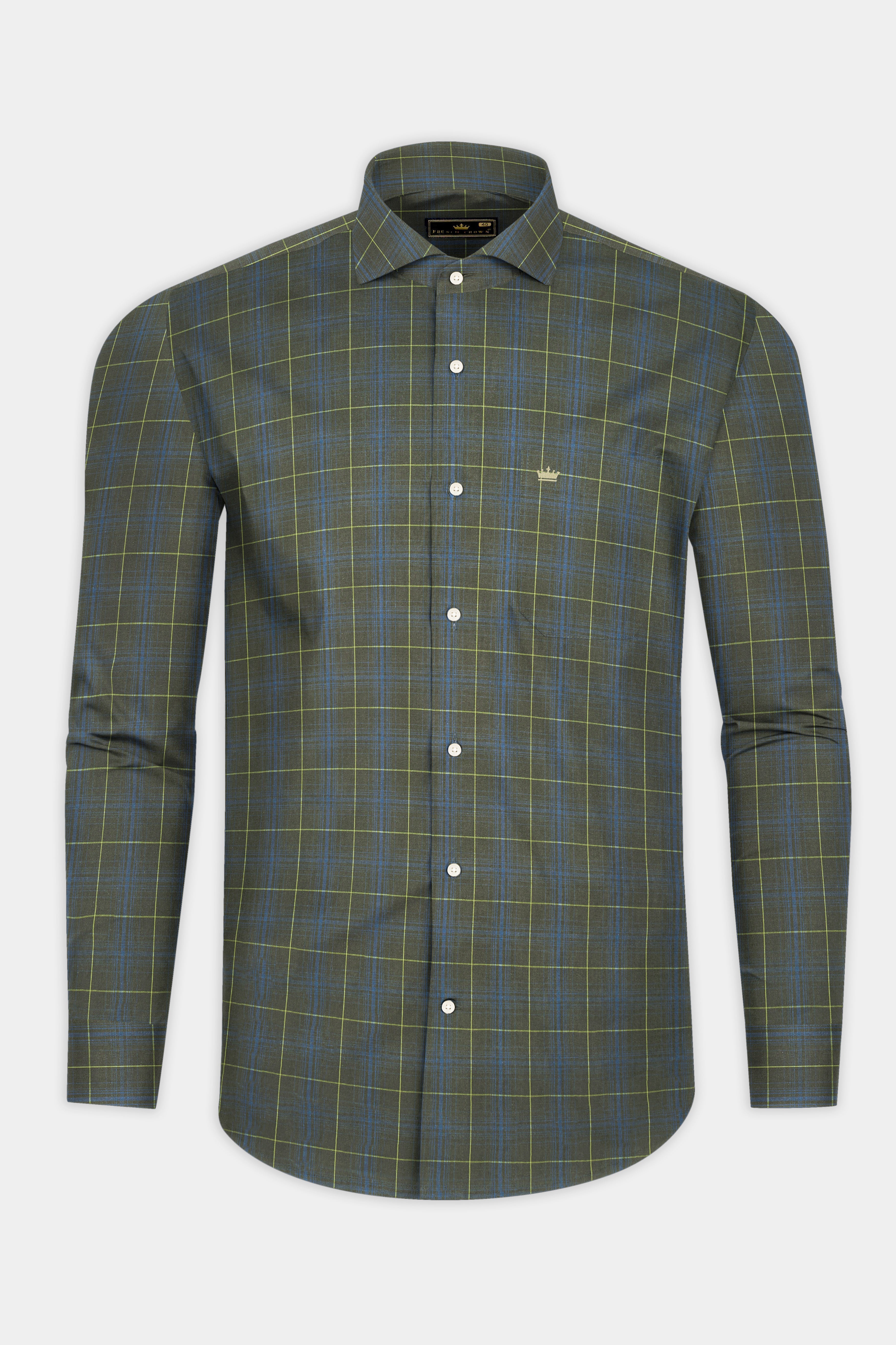 Carbon Gray Checkered Poplin Giza Cotton Shirt