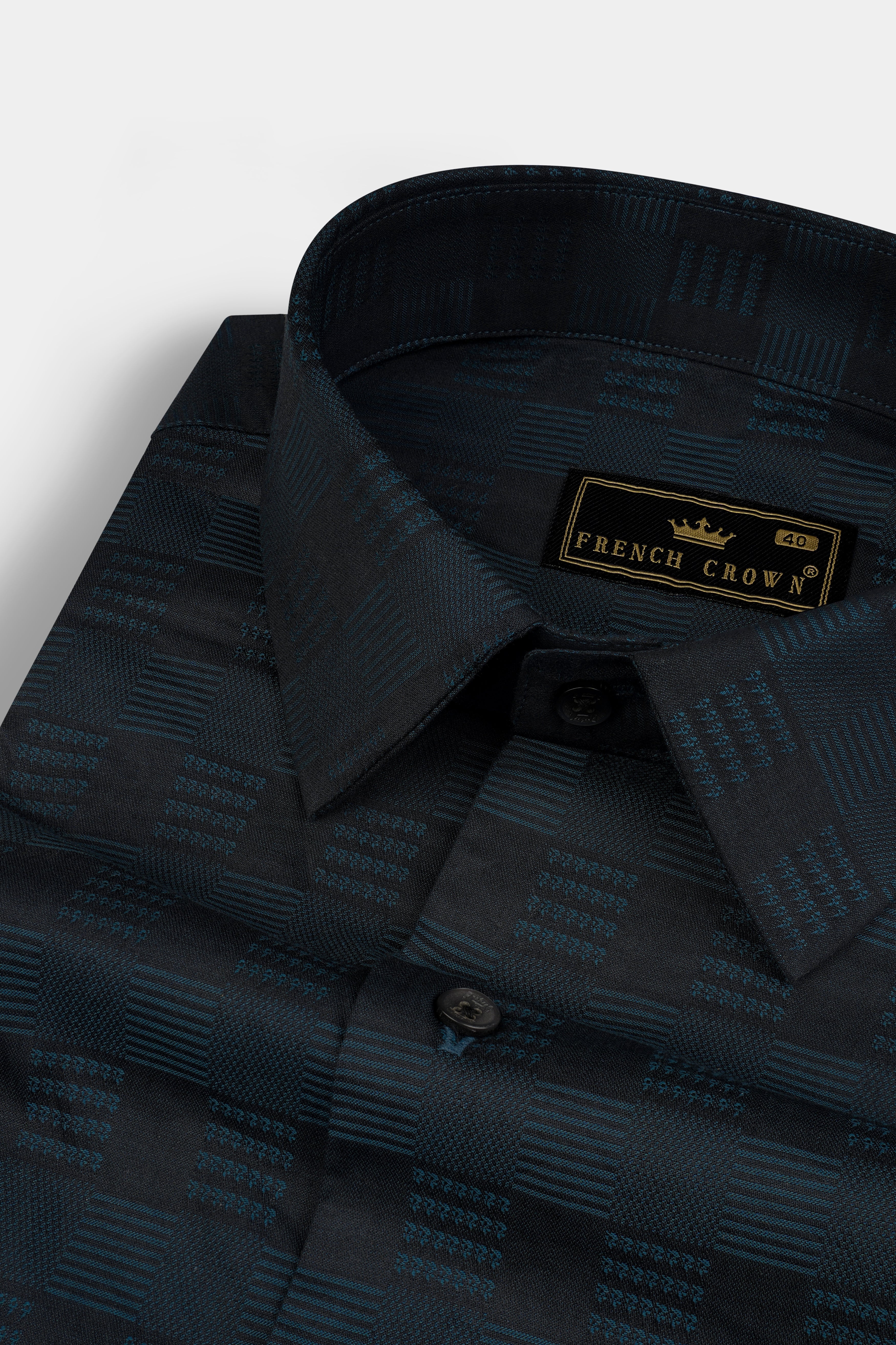 Cinder Blue Jacquard Textured Premium Cotton Shirt