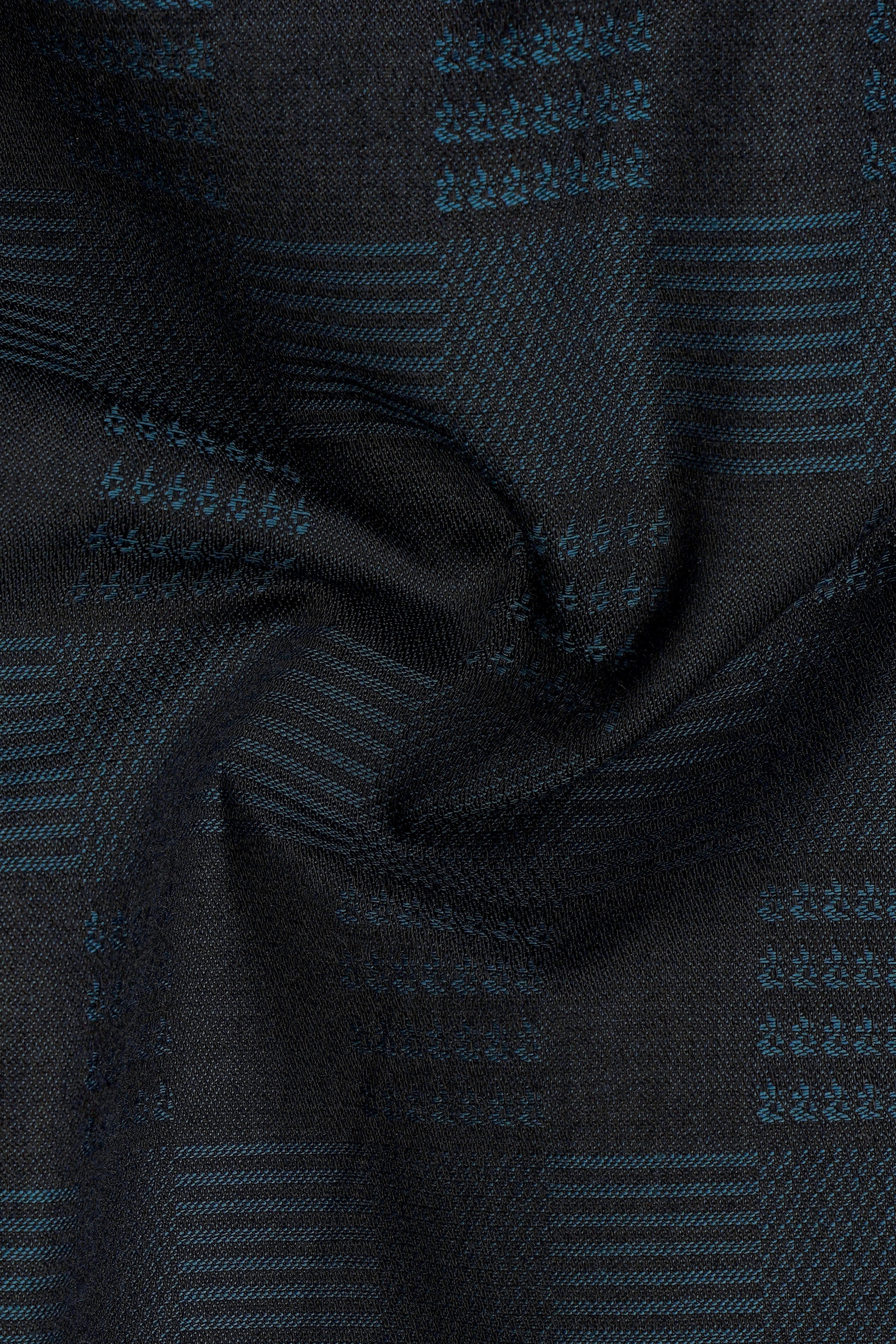 Cinder Blue Jacquard Textured Premium Cotton Shirt