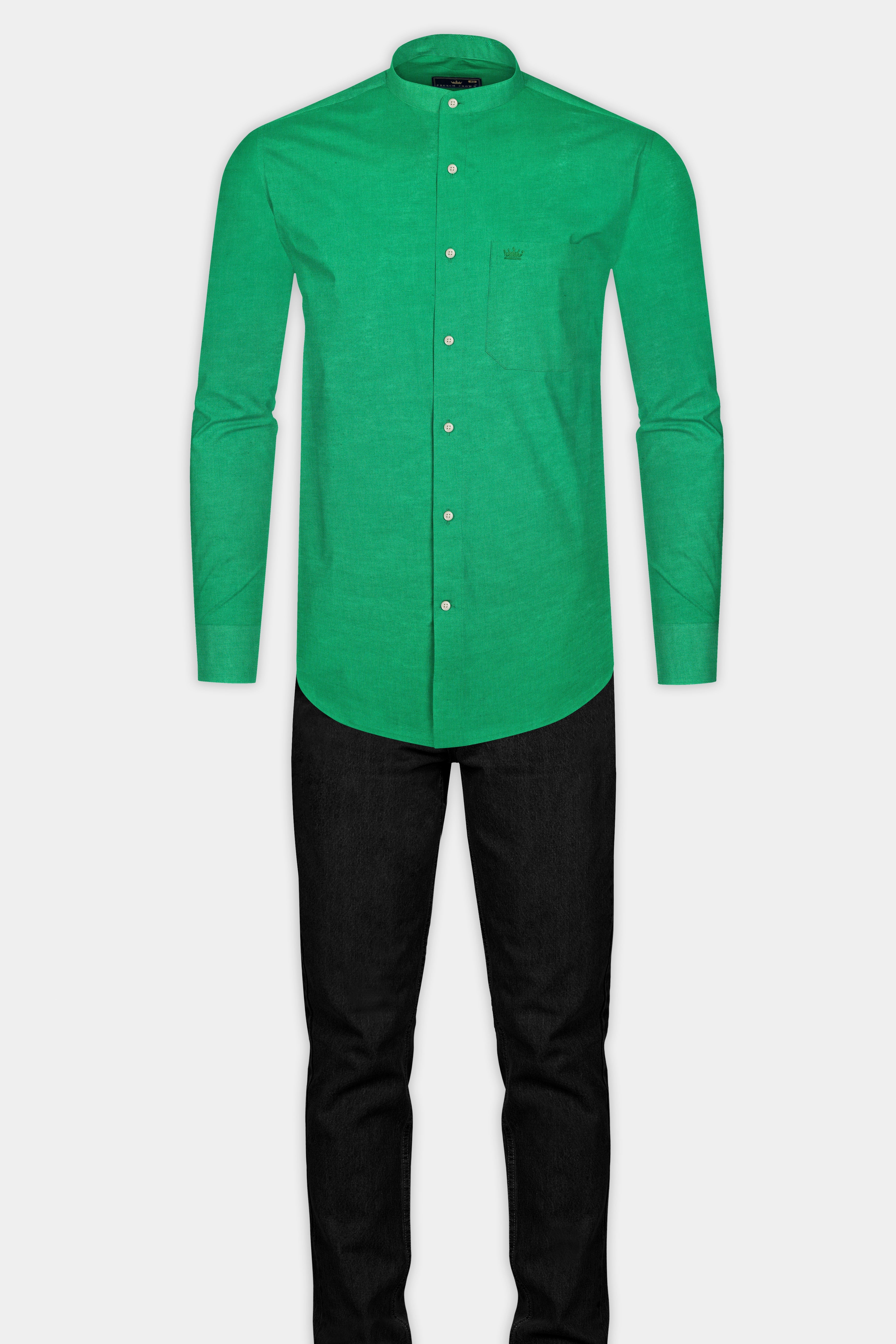 Seafoam Green Solid Luxurious Linen Shirt