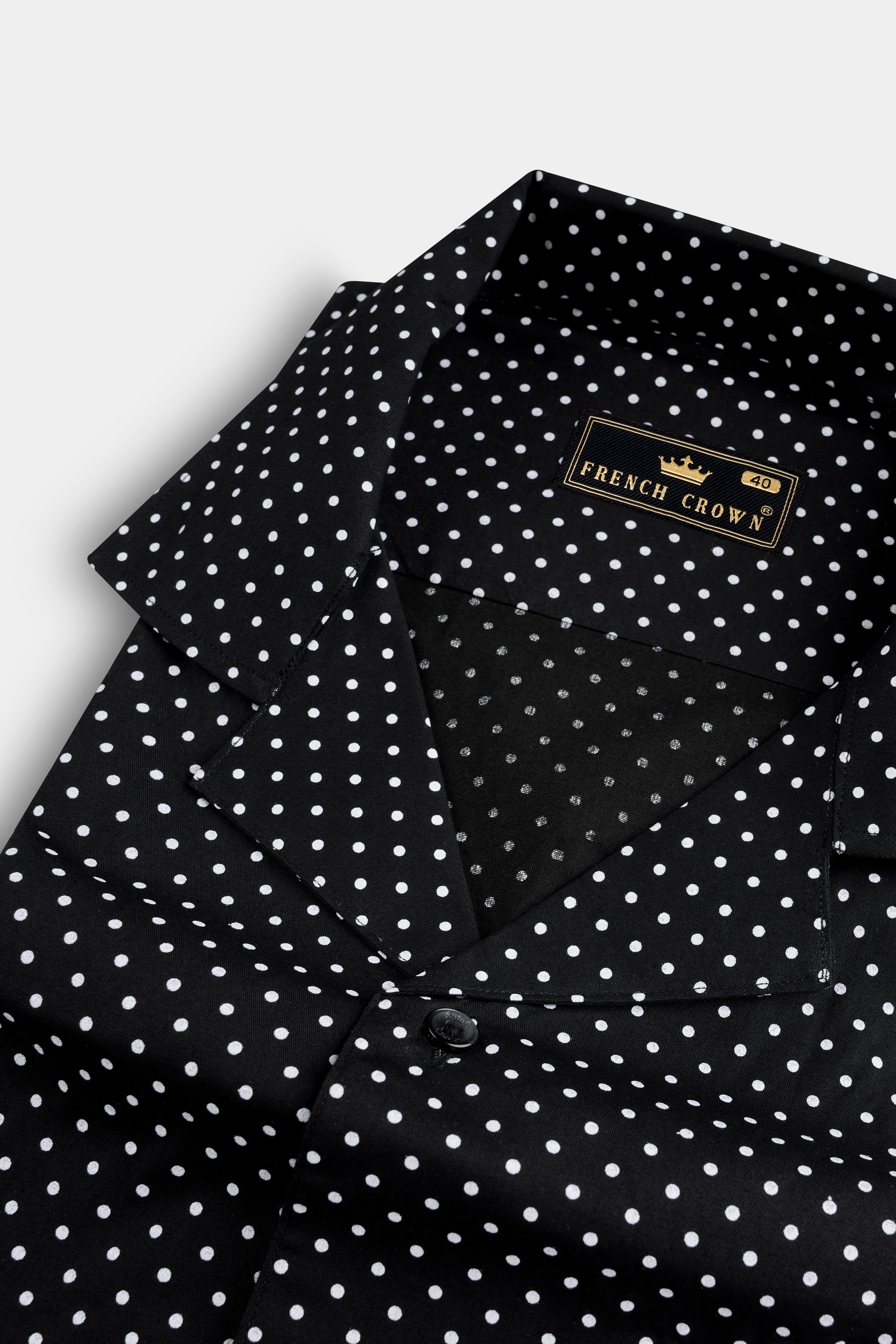 Jade Black Polka Printed Super Soft Premium Cotton Shirt