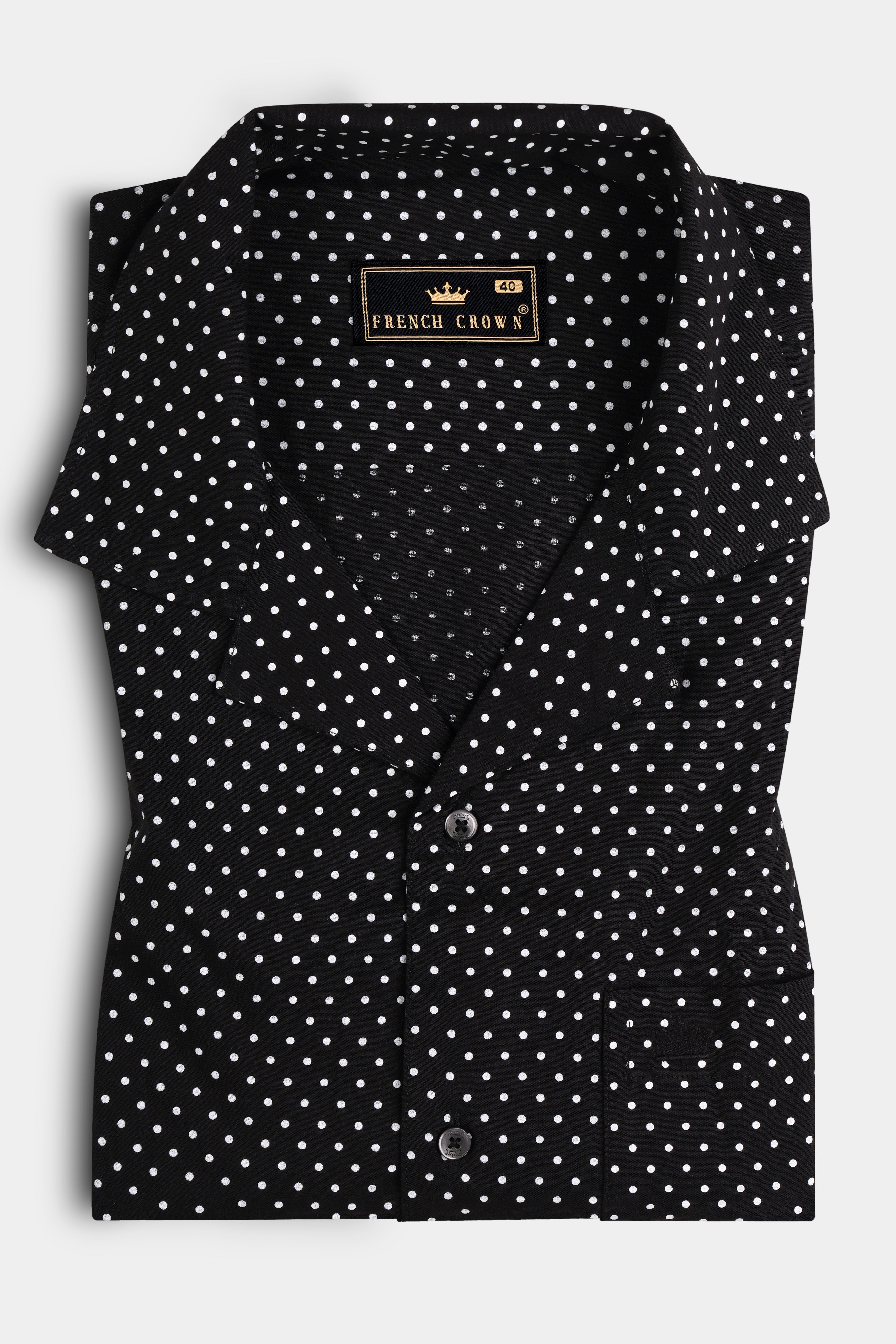 Jade Black Polka Printed Super Soft Premium Cotton Shirt