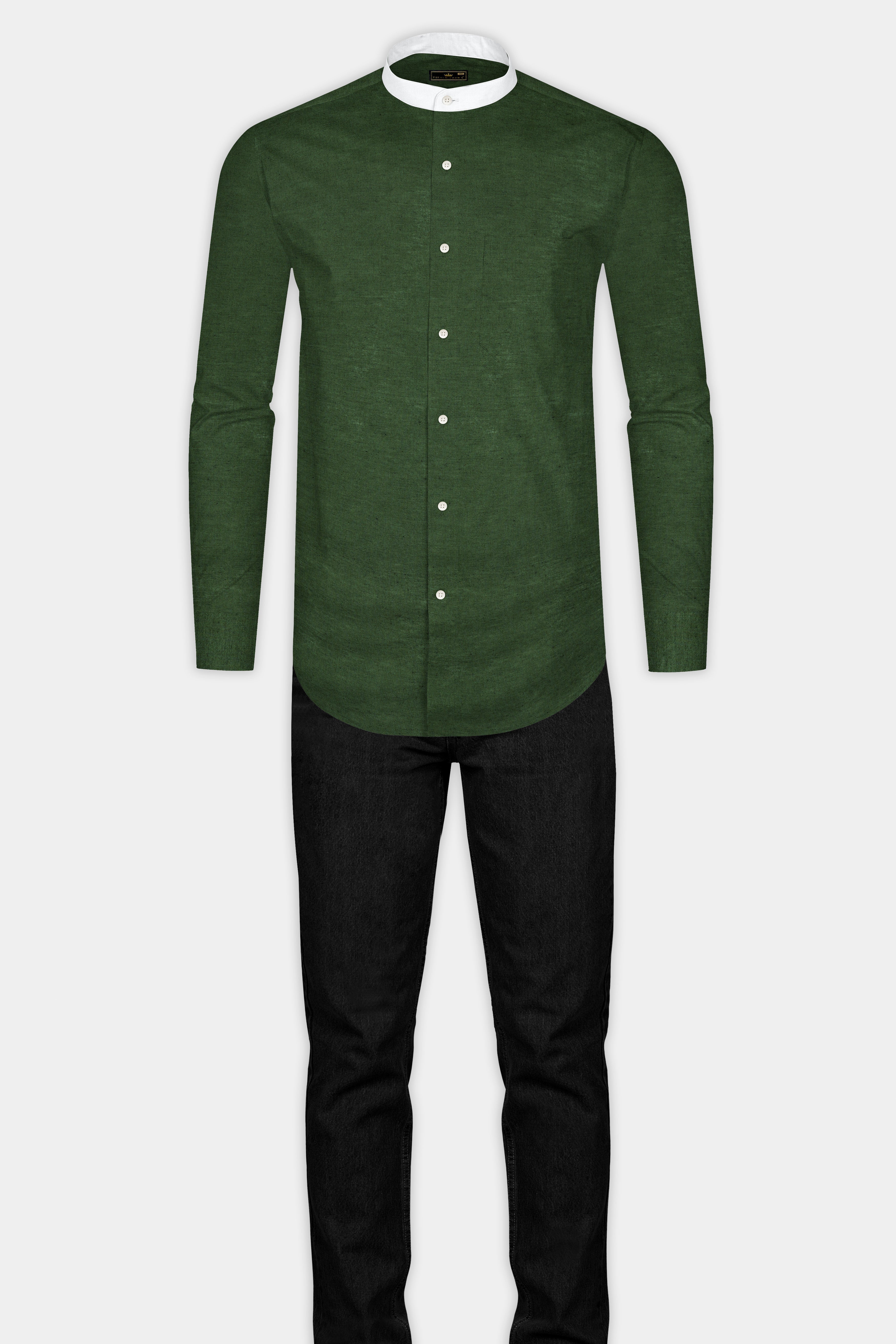 Forest Green Solid Luxurious Linen Shirt