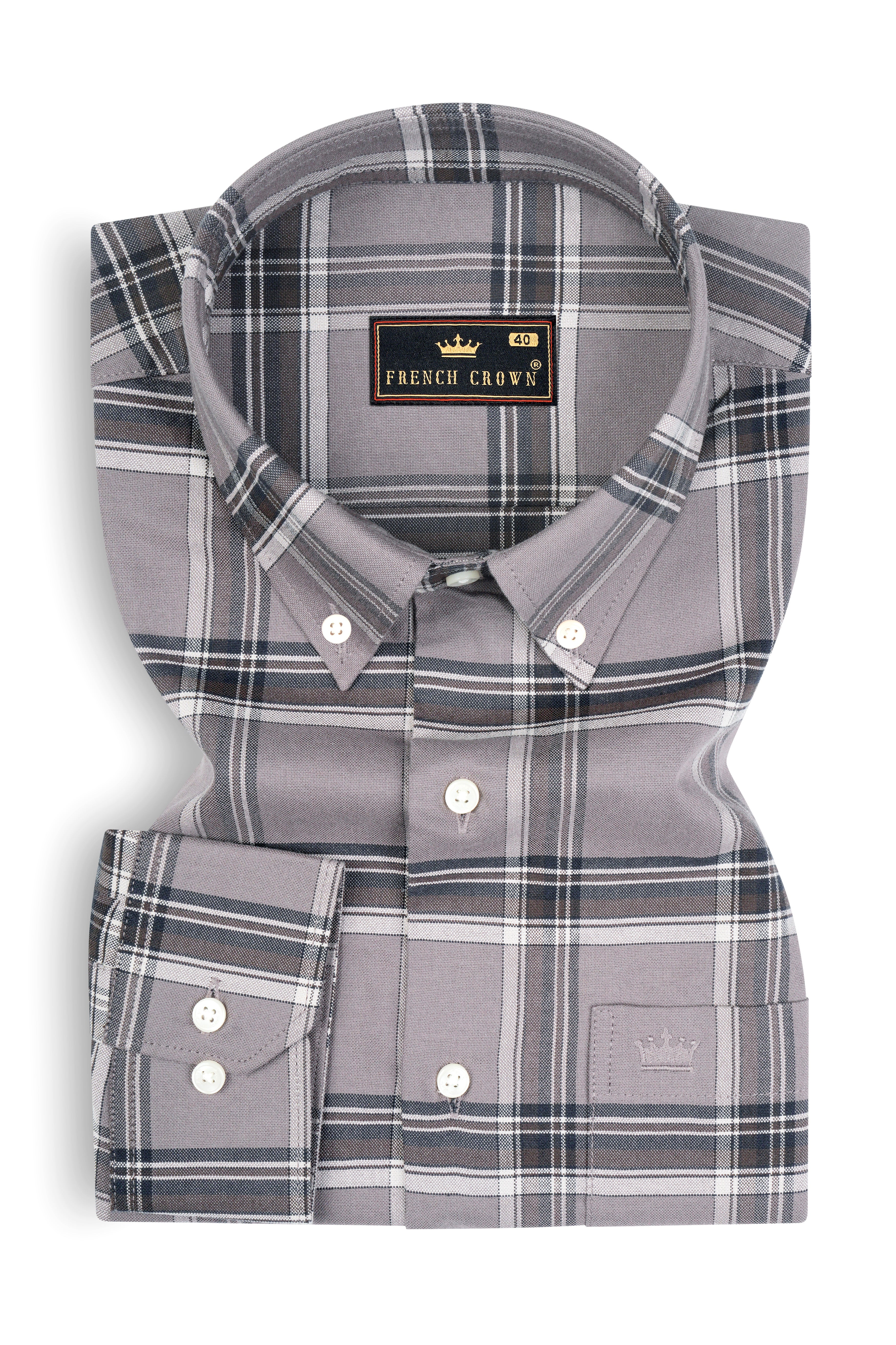 Venus Gray And Matterhorn Plaid Royal Oxford Shirt