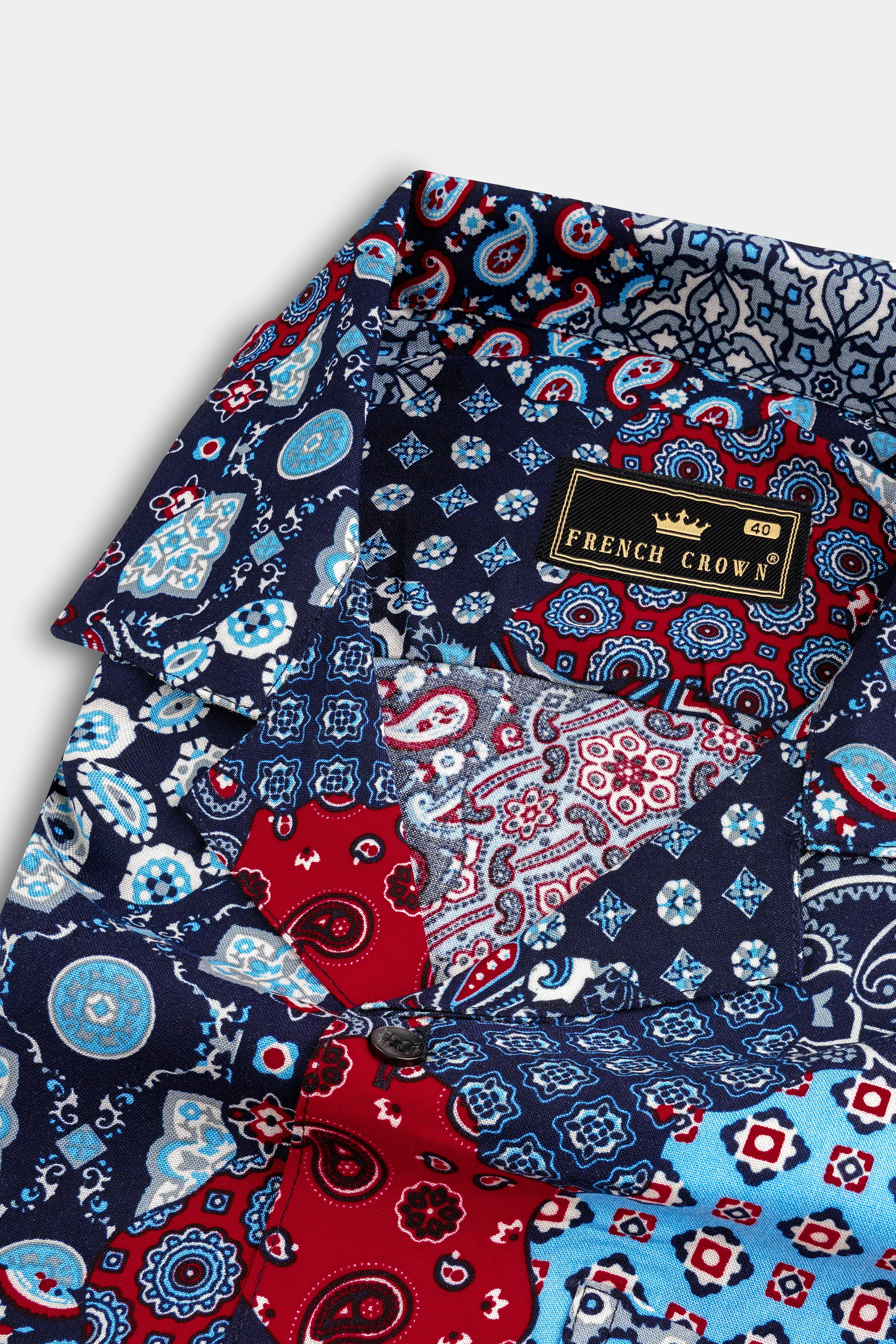 Mirage Blue And Monza Red Multicolour Printed Premium Tencel Shirt