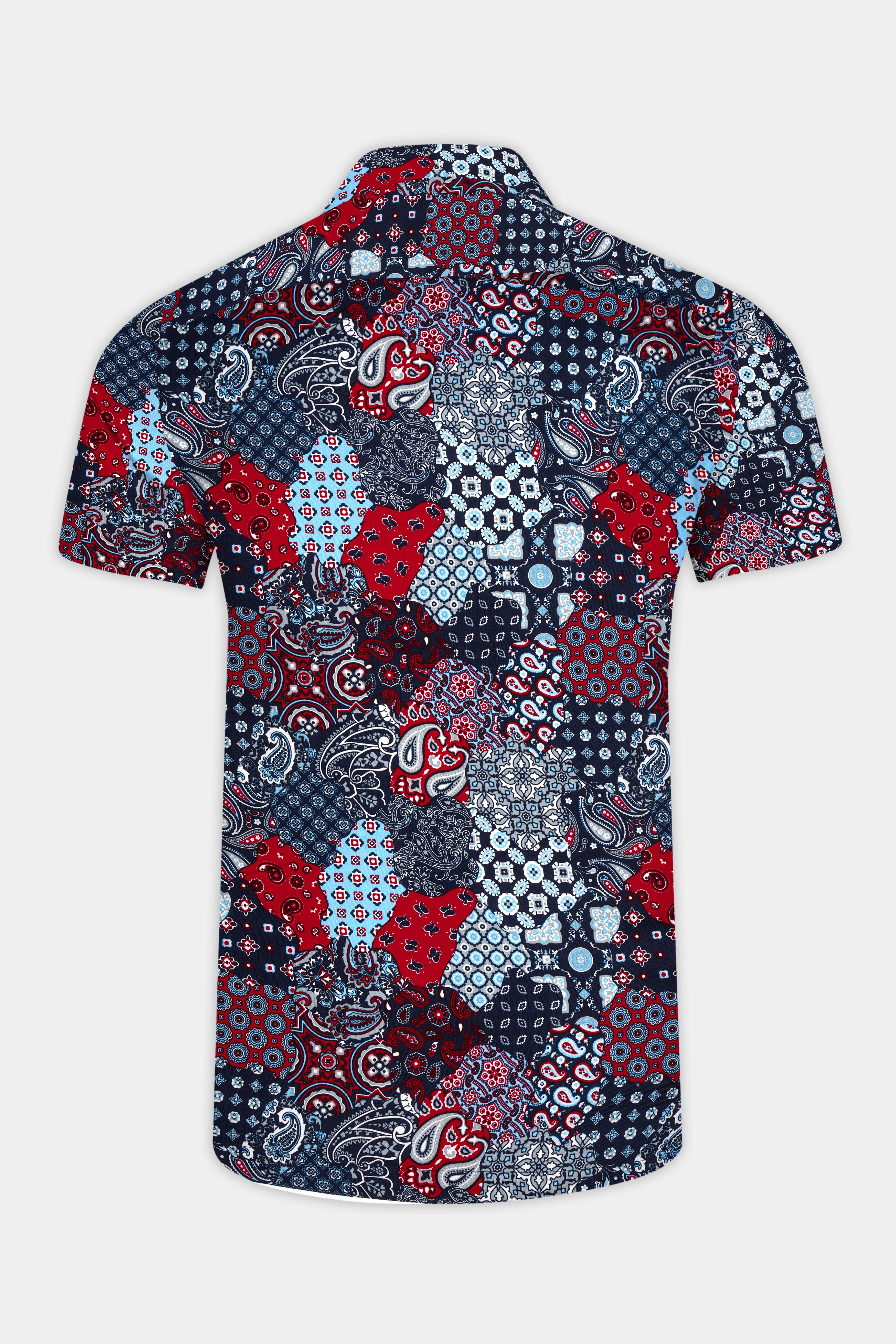 Mirage Blue And Monza Red Multicolour Printed Premium Tencel Shirt