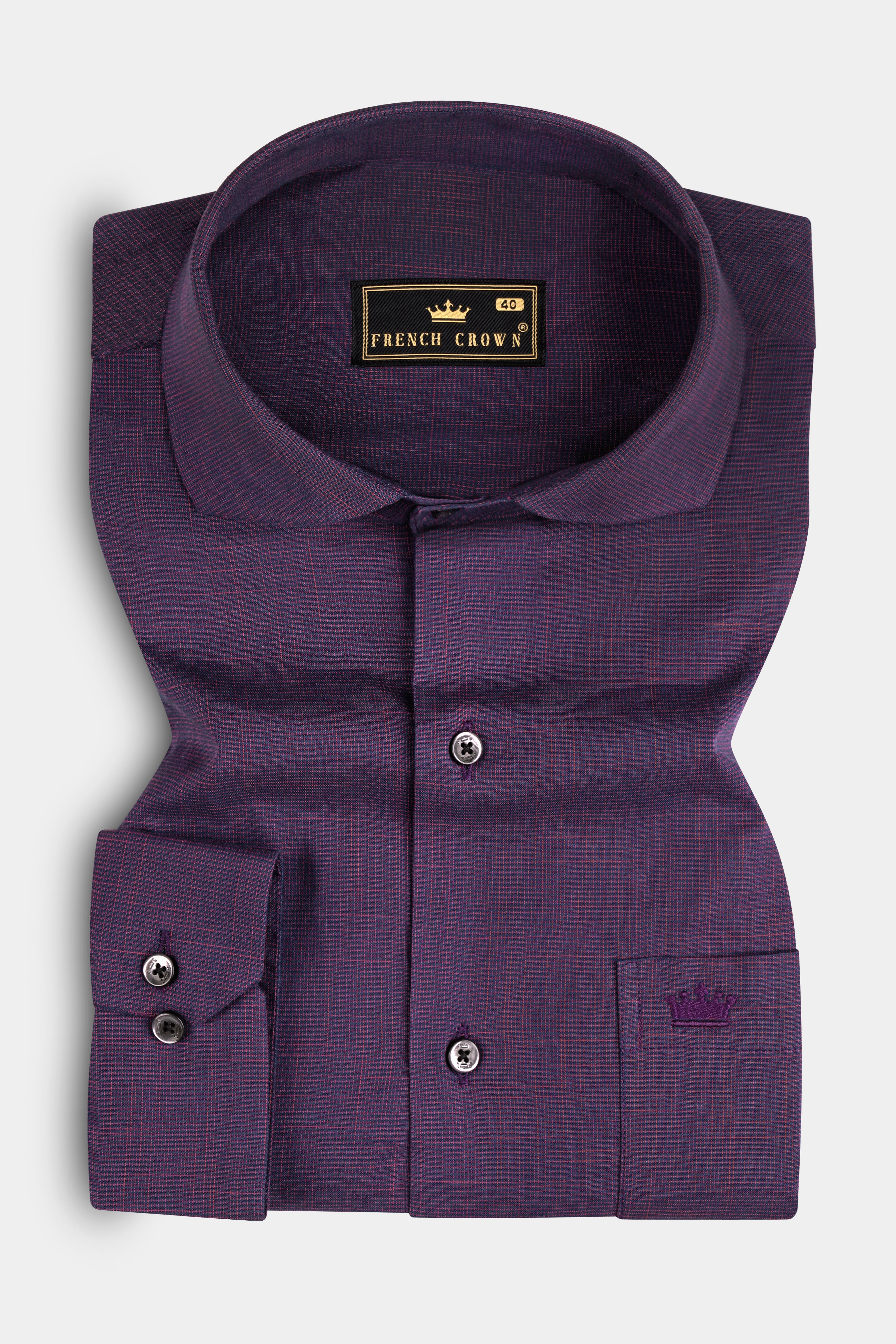 Byzantium Purple Prints Chambray Premium Giza Cotton Shirt