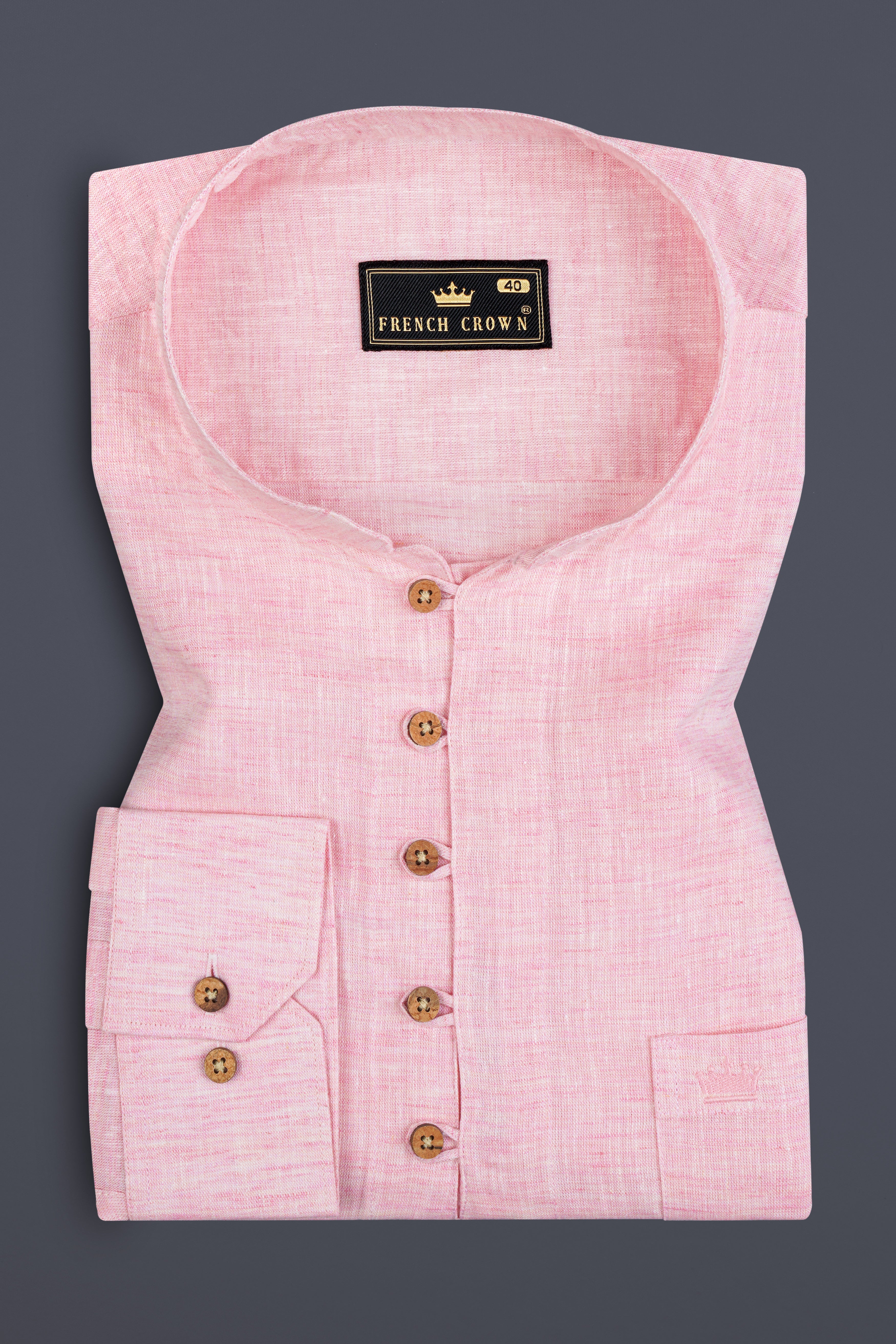 Kawaii Pink Luxurious Linen Kurta Shirt