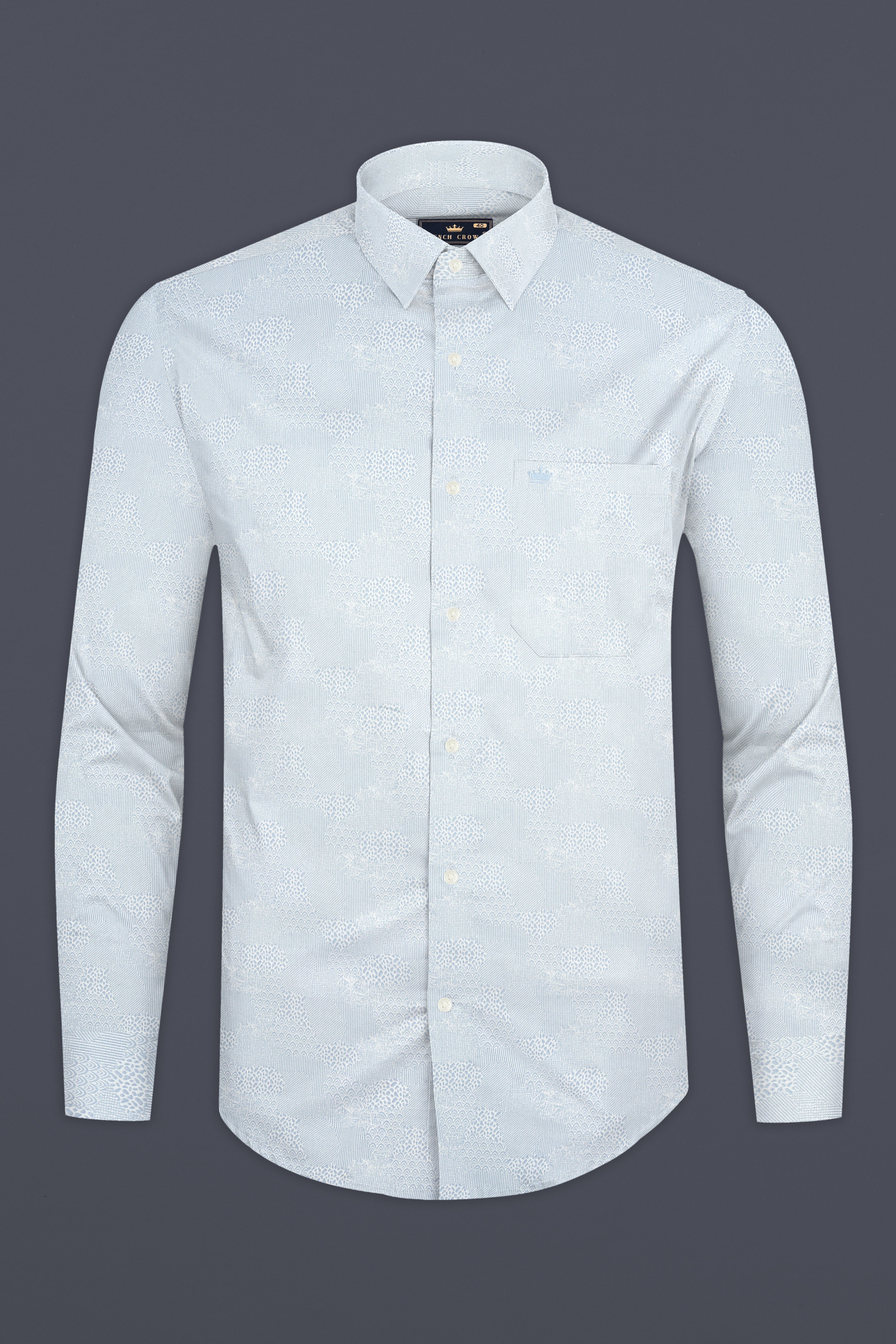 Mystic Blue Prints Poplin Giza Cotton Shirt