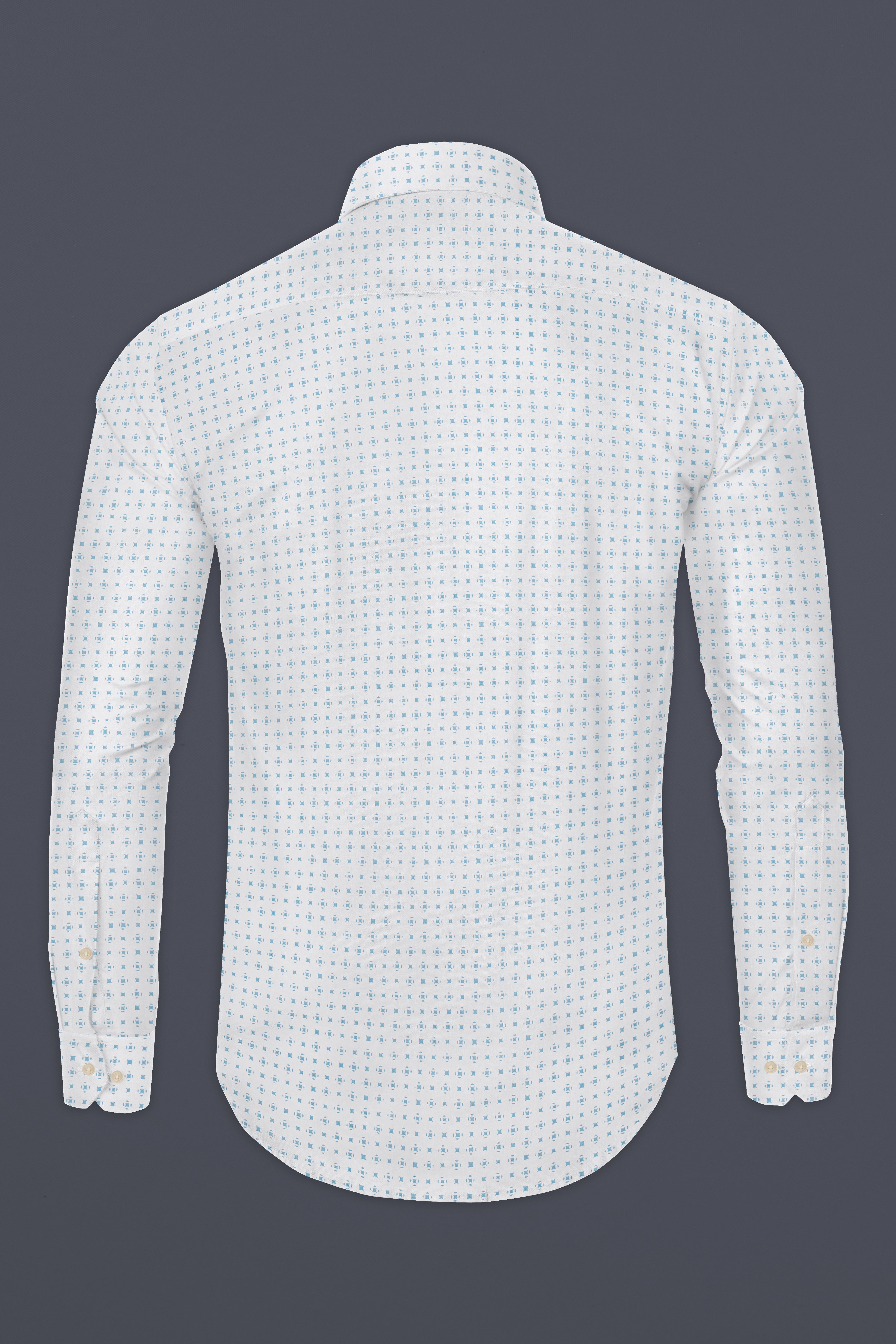 Bright White And Glacier Blue Printed Super Soft Premium Cotton Shirt