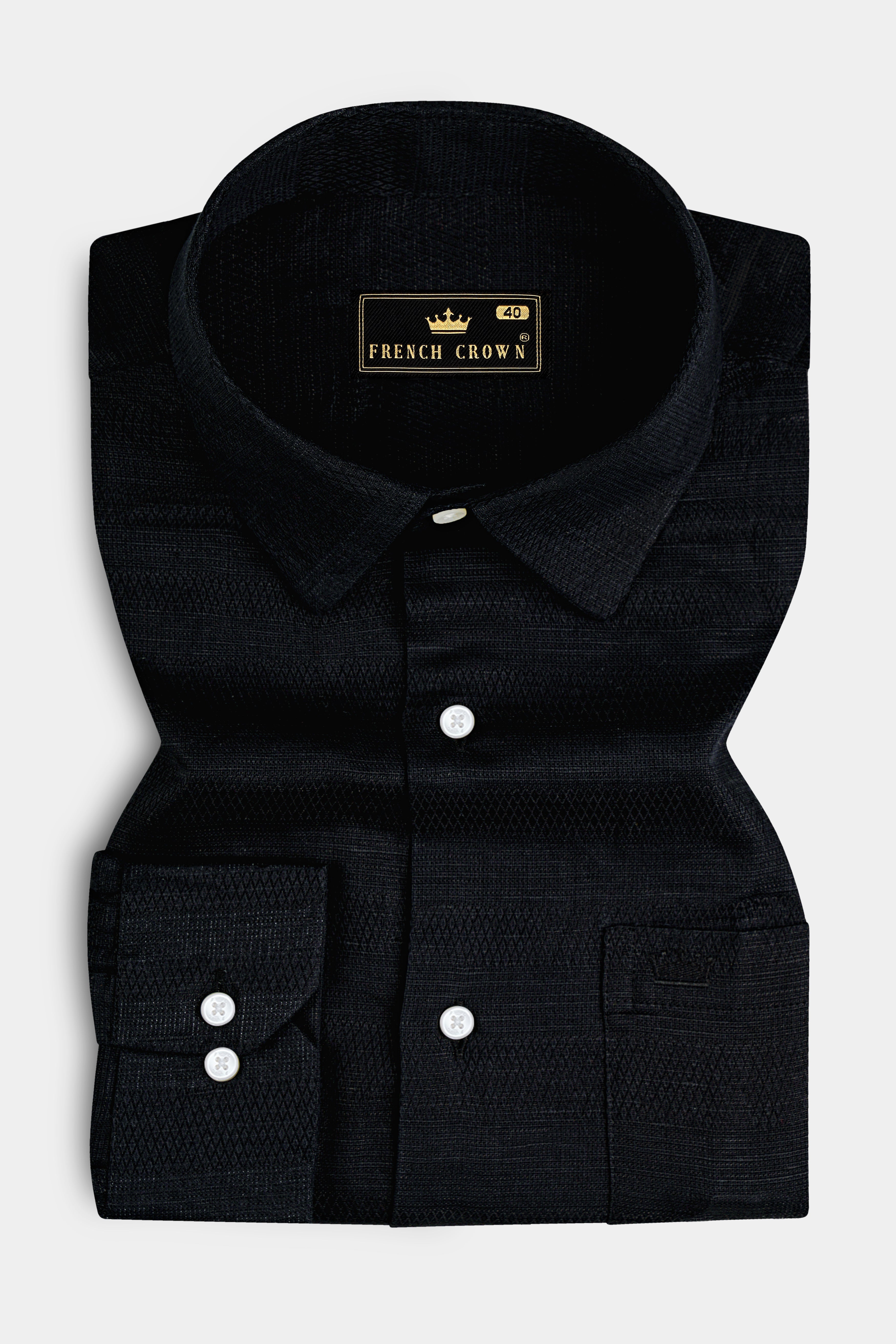 Jade Black Dobby Textured Premium Cotton Shirt