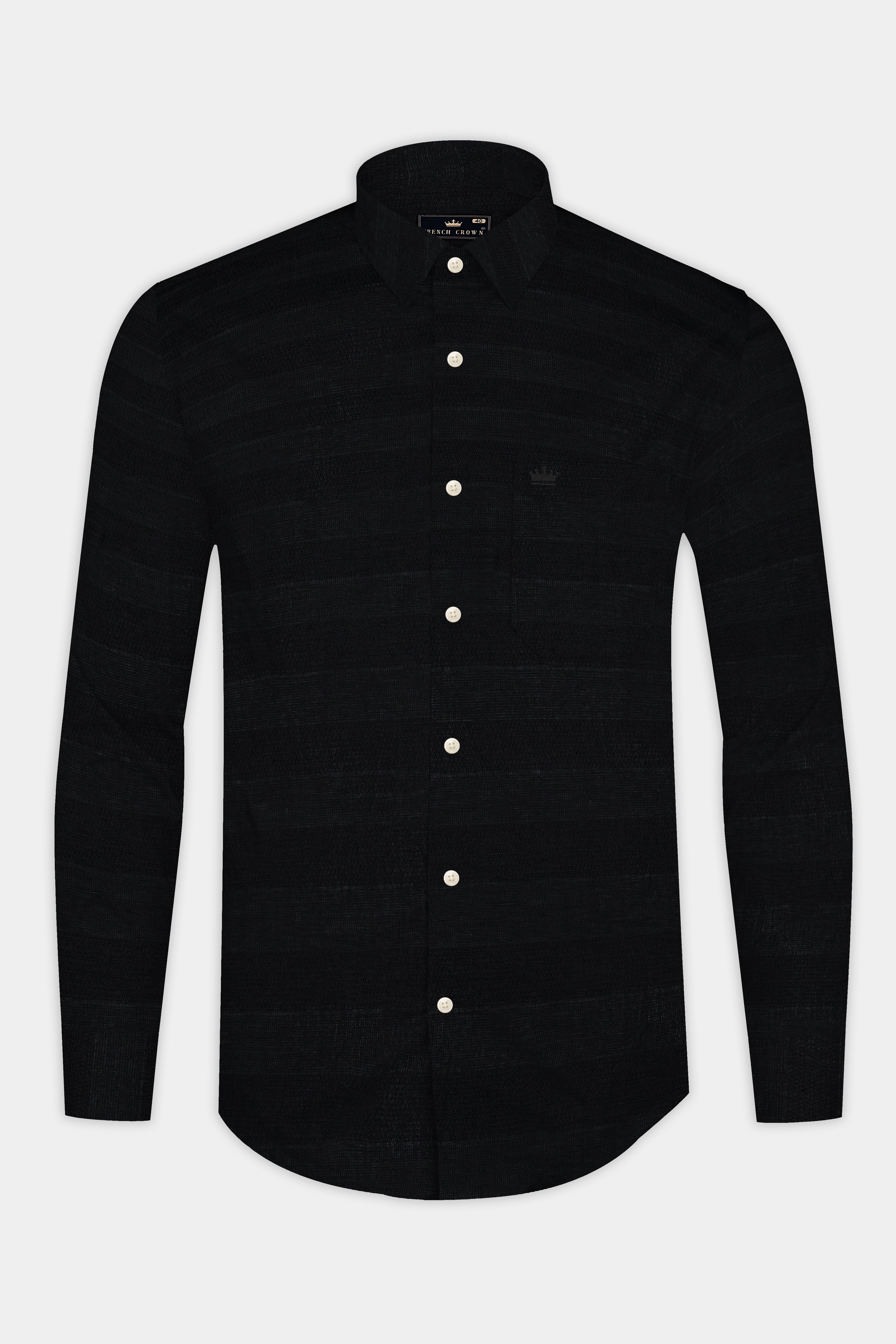 Jade Black Dobby Textured Premium Cotton Shirt