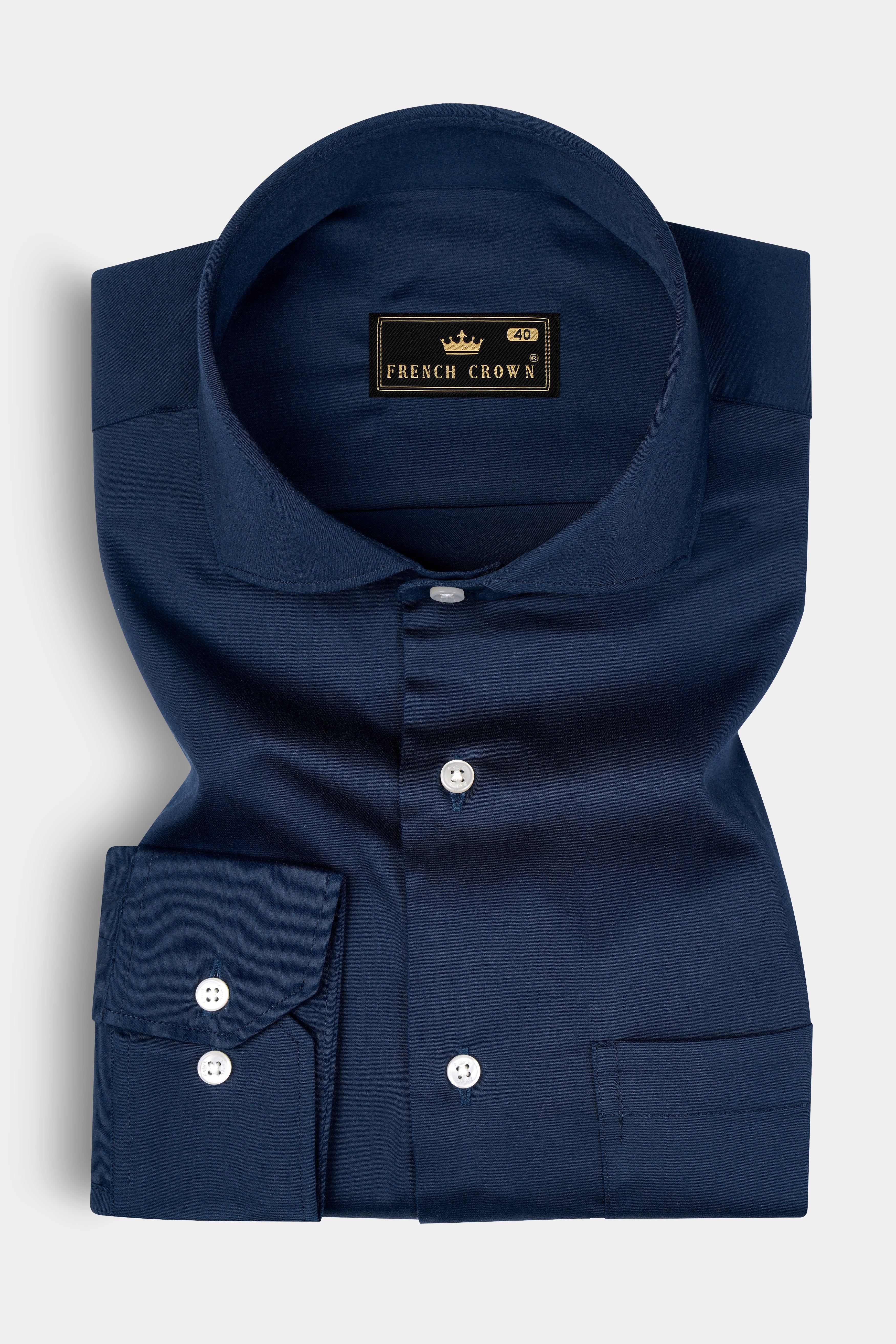 Zodiac Blue Subtle Sheen Solid Super Soft Premium Cotton Shirt