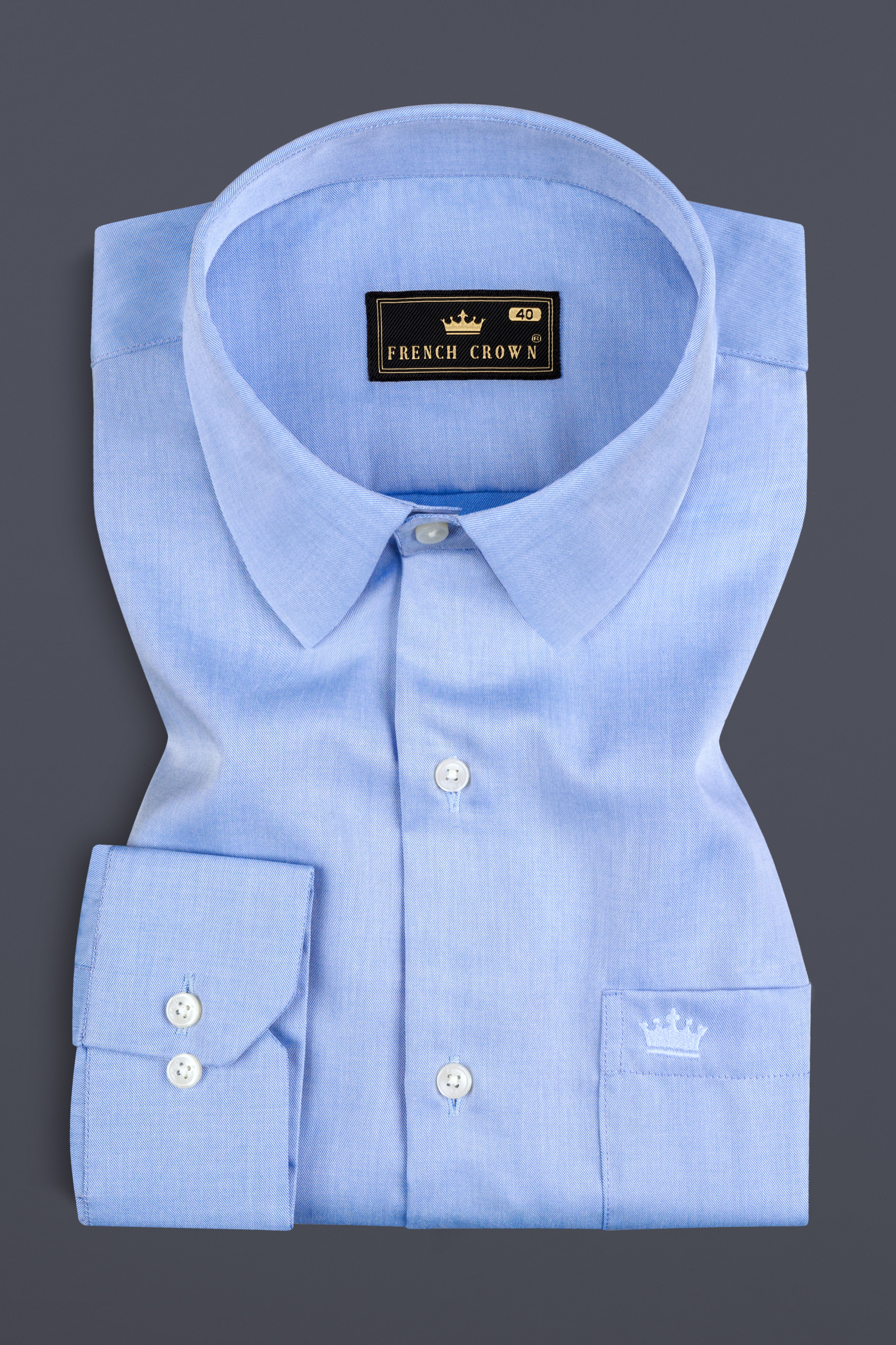 Perano Blue Solid Chambray Premium Giza Cotton Shirt