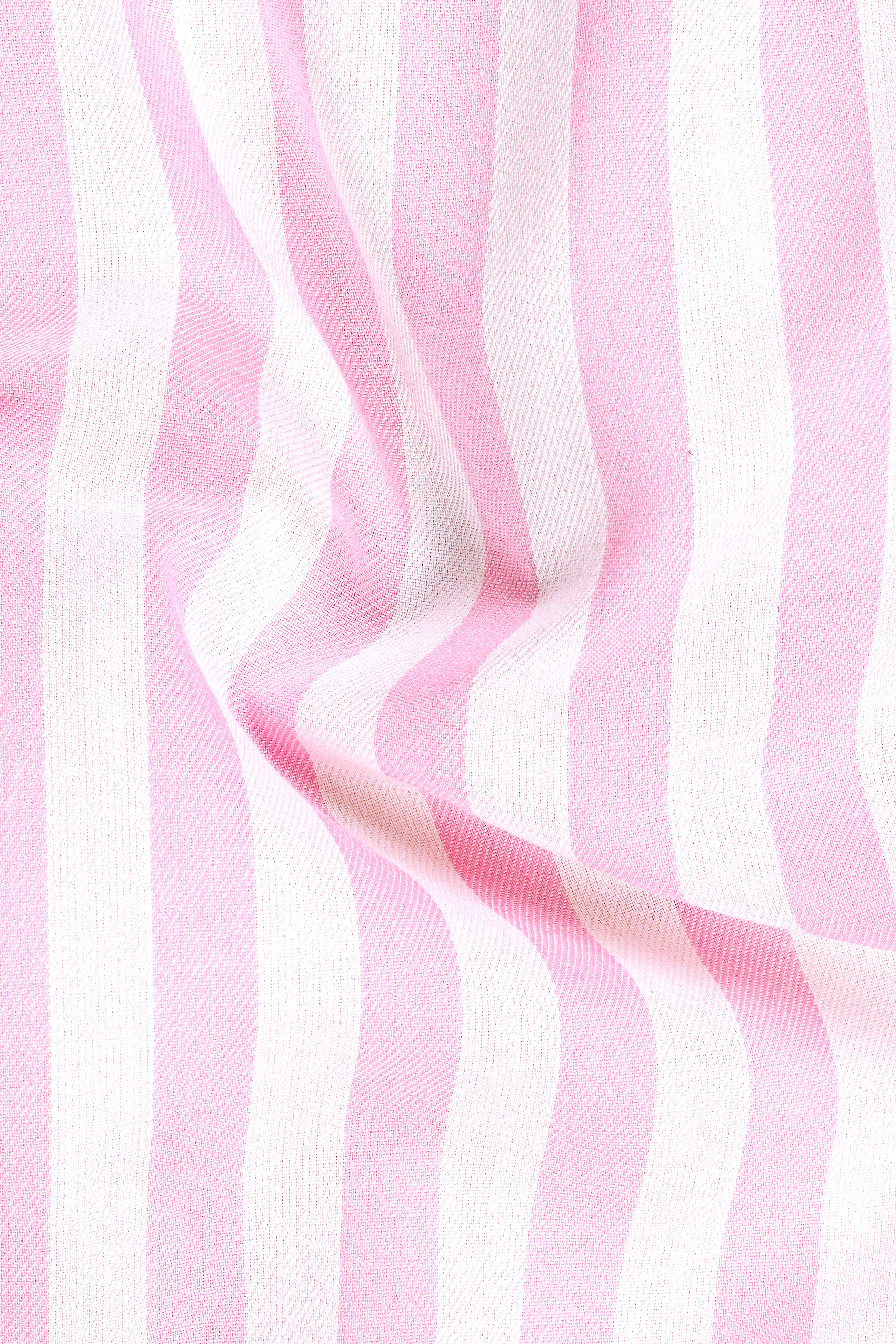 Carousel Pink With Bright White Stripes Twill Giza Cotton Shirt