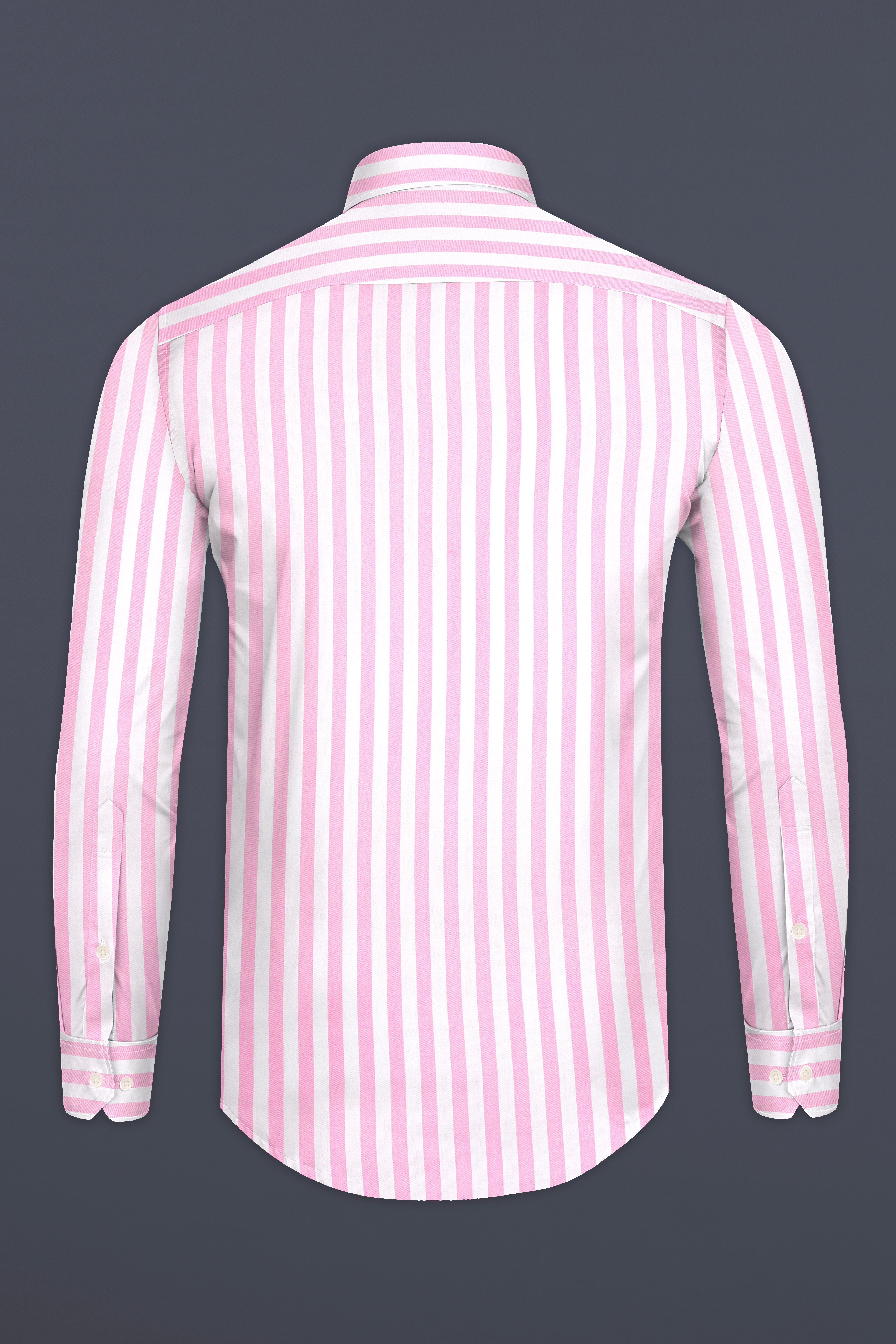 Carousel Pink With Bright White Stripes Twill Giza Cotton Shirt