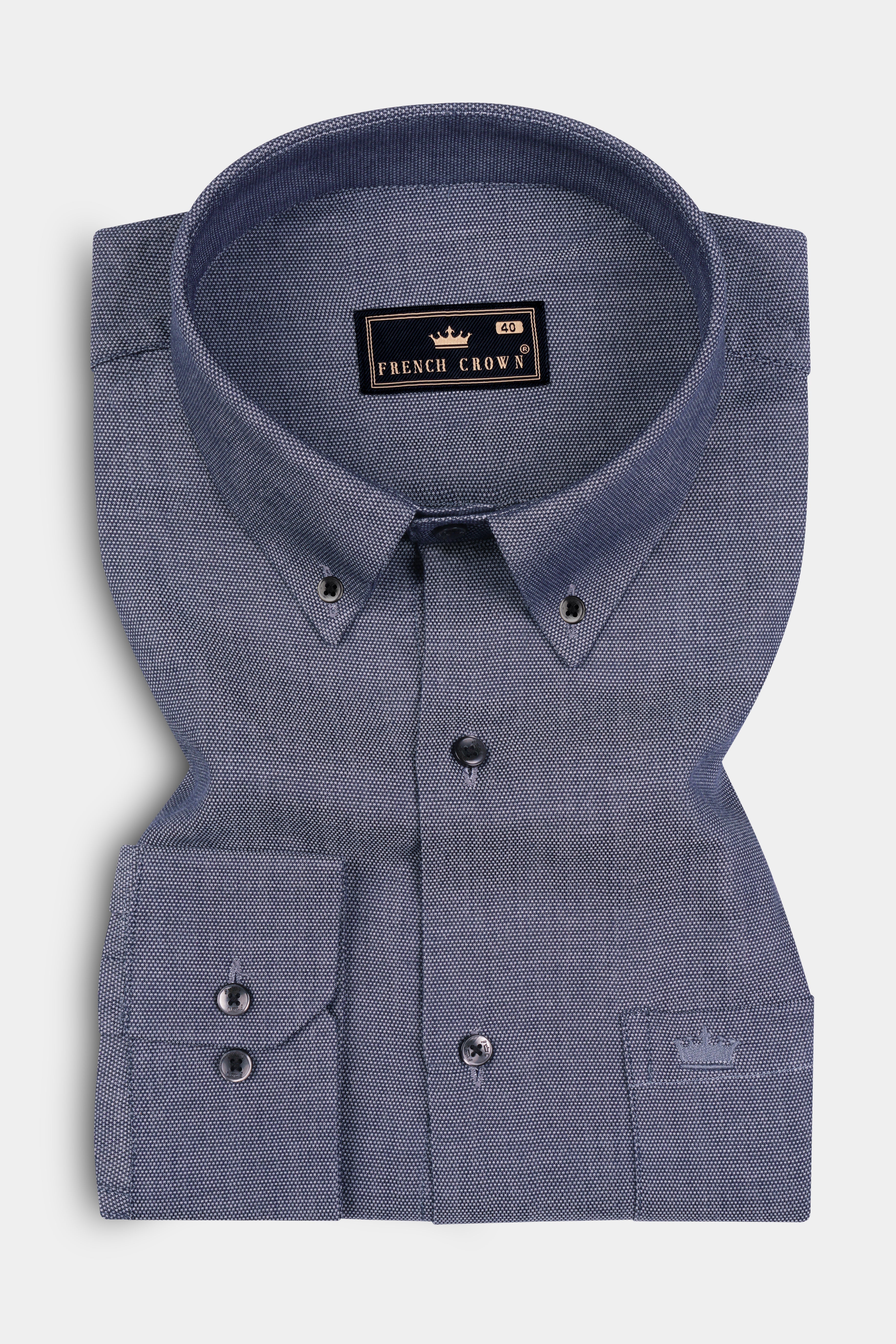 Gravel Gray Dobby Textured Premium Cotton Shirt