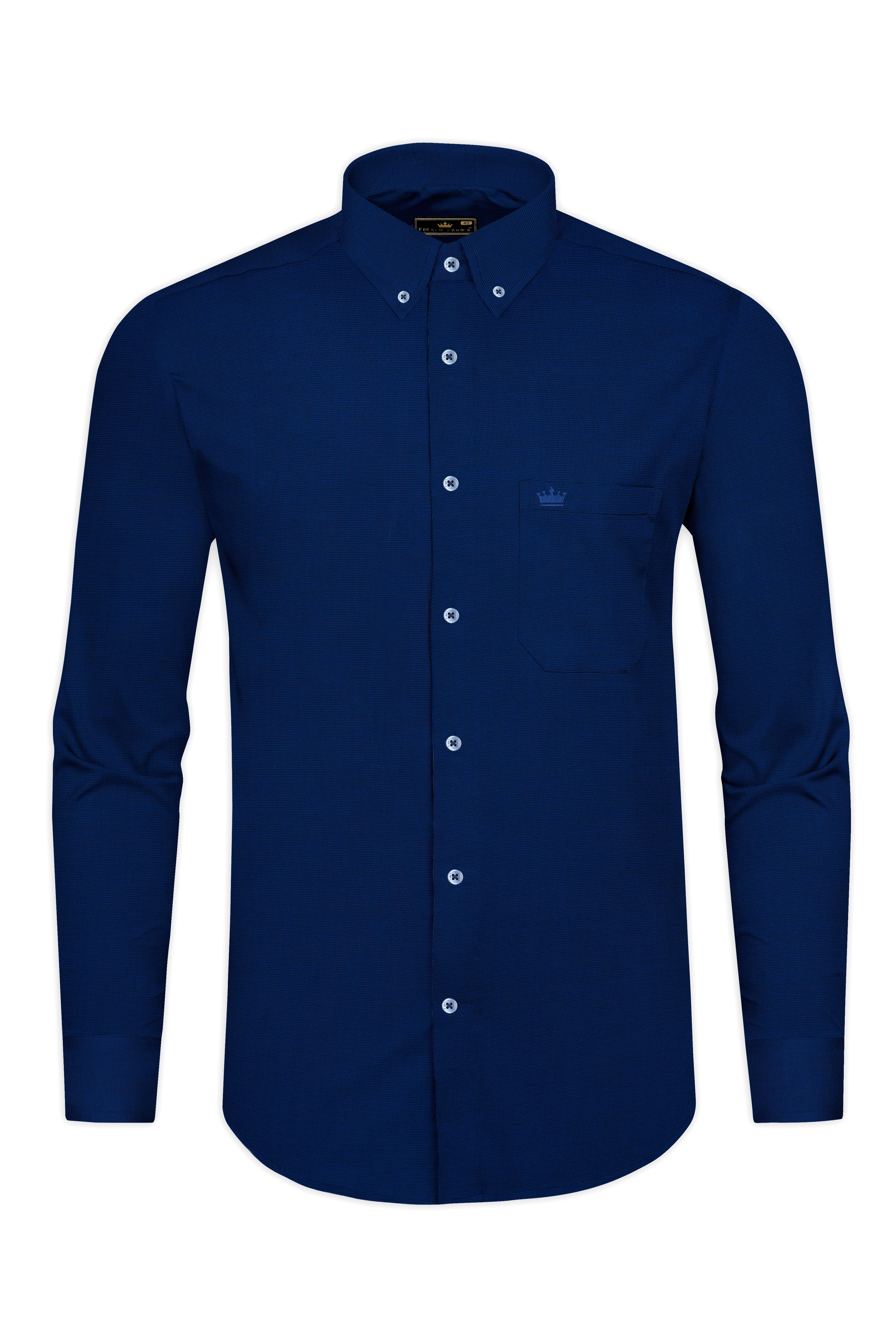 Stratos Blue Dobby Textured Premium Cotton Shirt