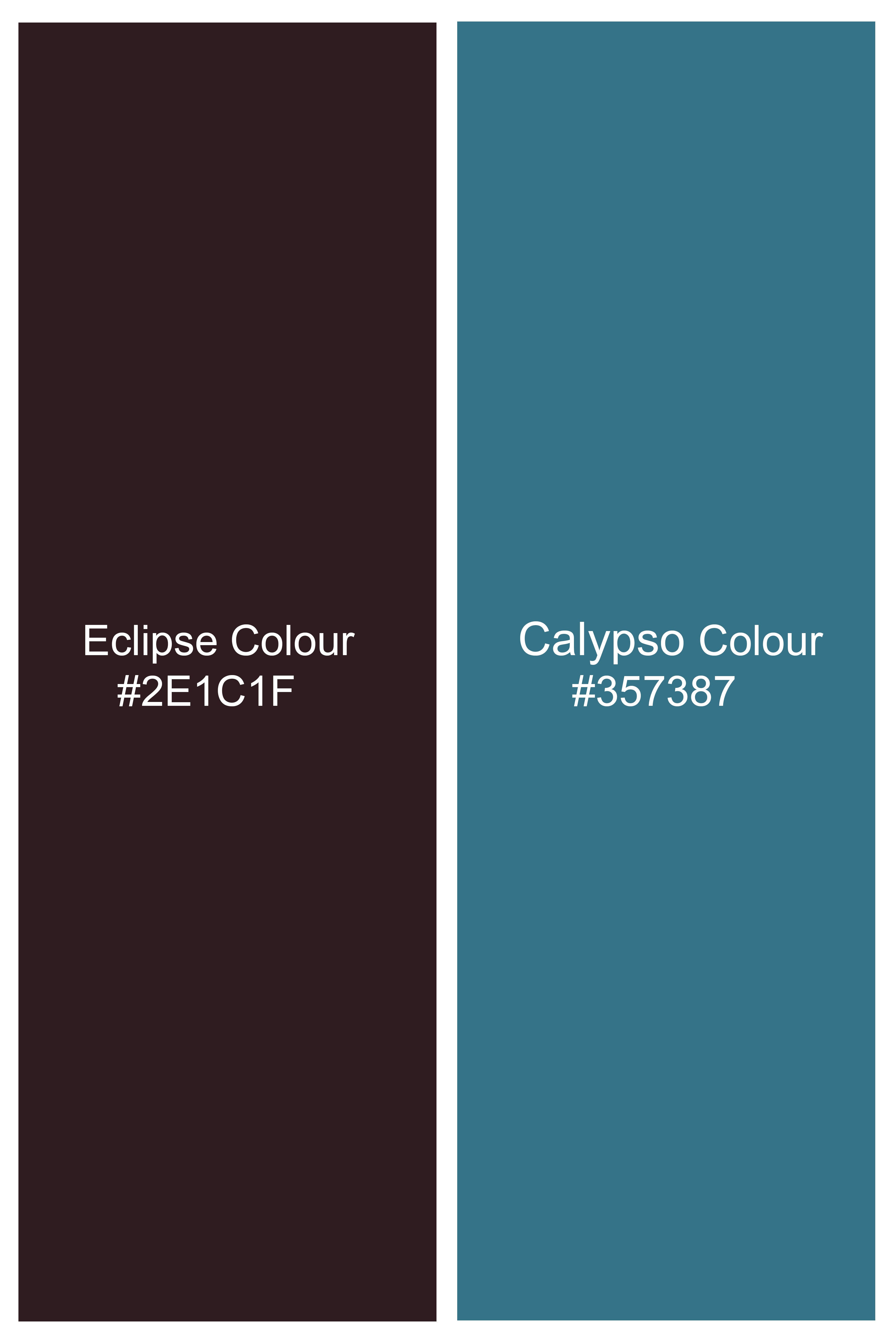 Eclipse Brown With Calypso Blue Subtle Sheen Prints Super Soft Premium Cotton Shirt