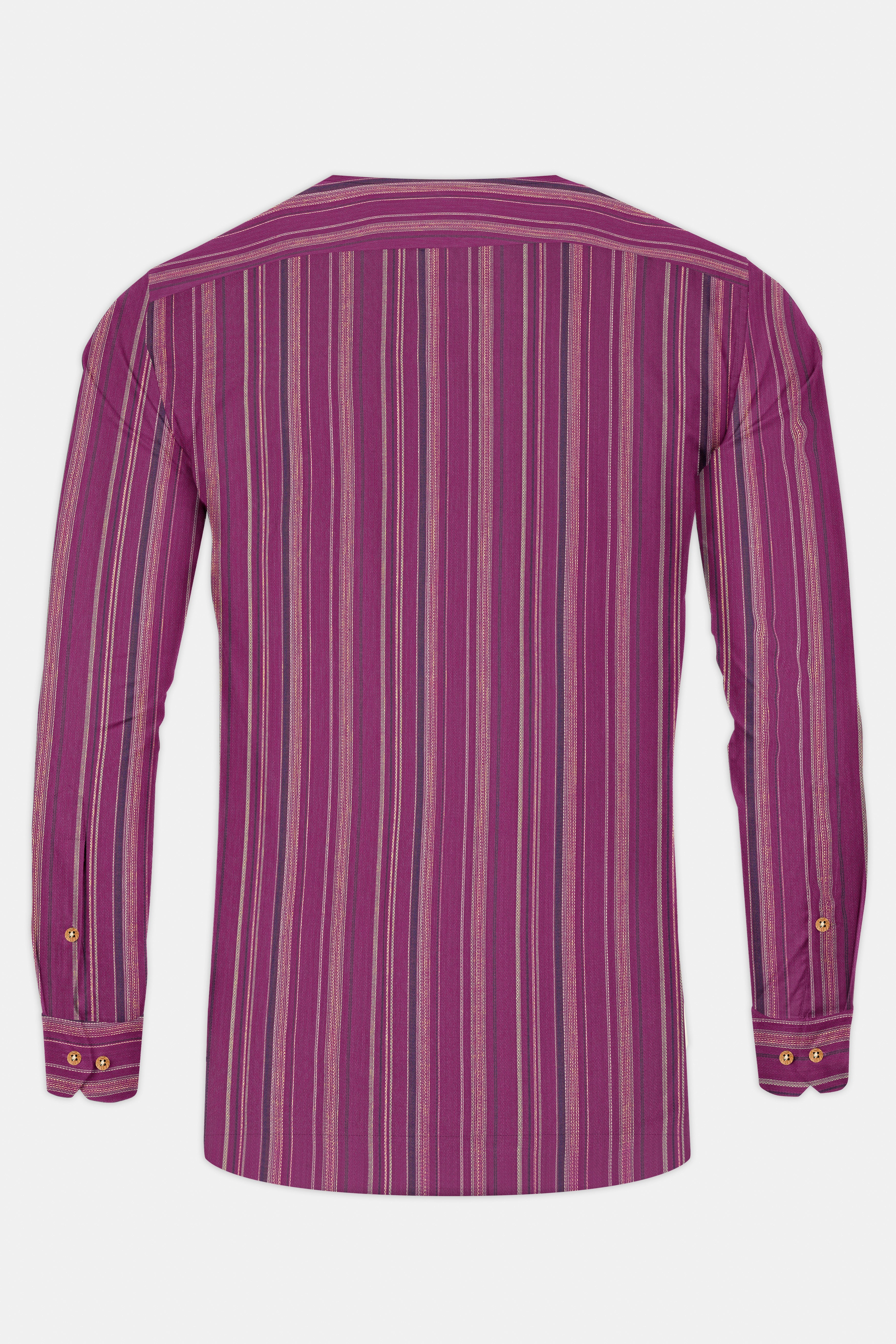 Rouge Pink Striped Dobby Textured Premium Cotton Designer Shirt