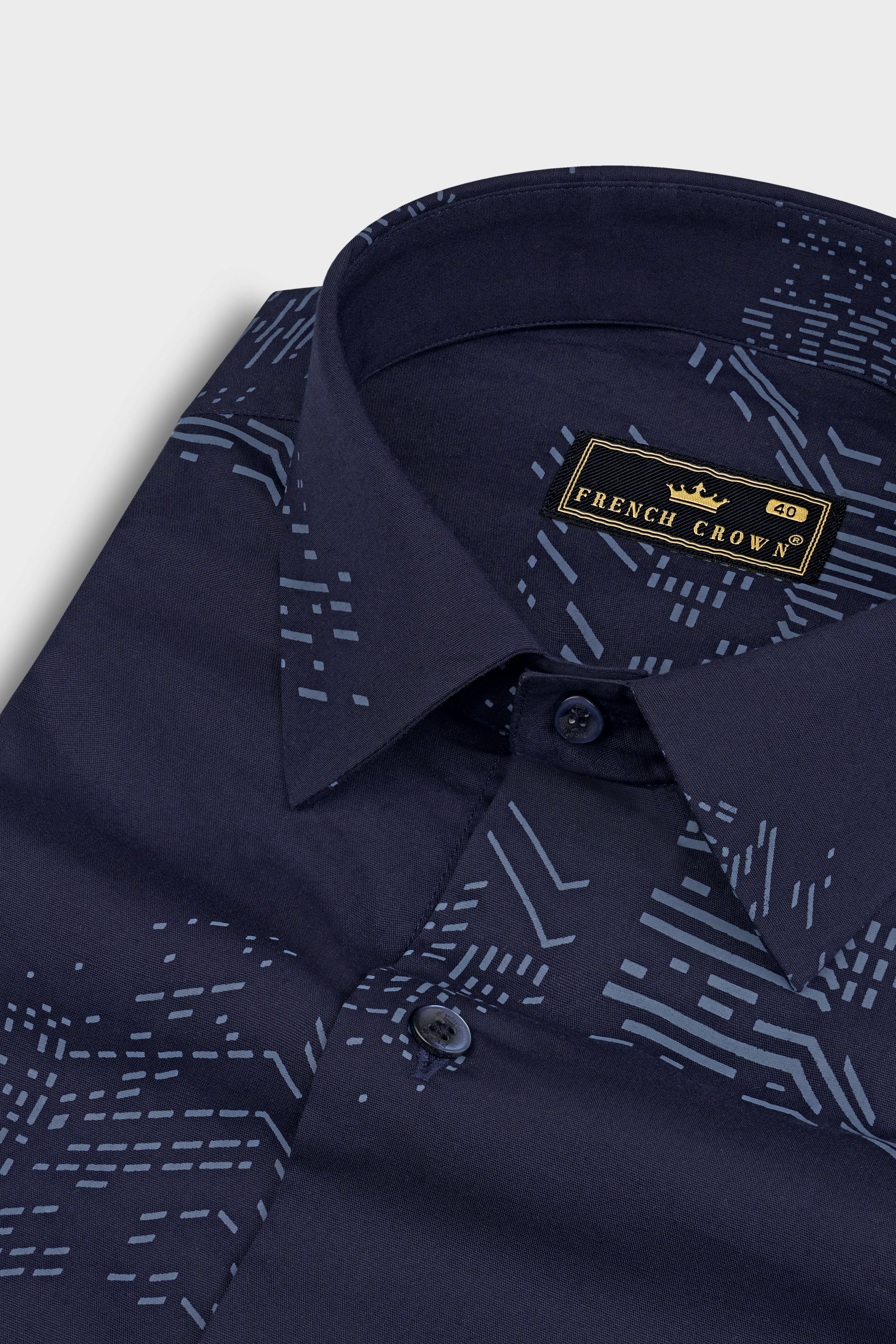 Ebony Blue Subtle Sheen Prints Super Soft Premium Cotton Shirt