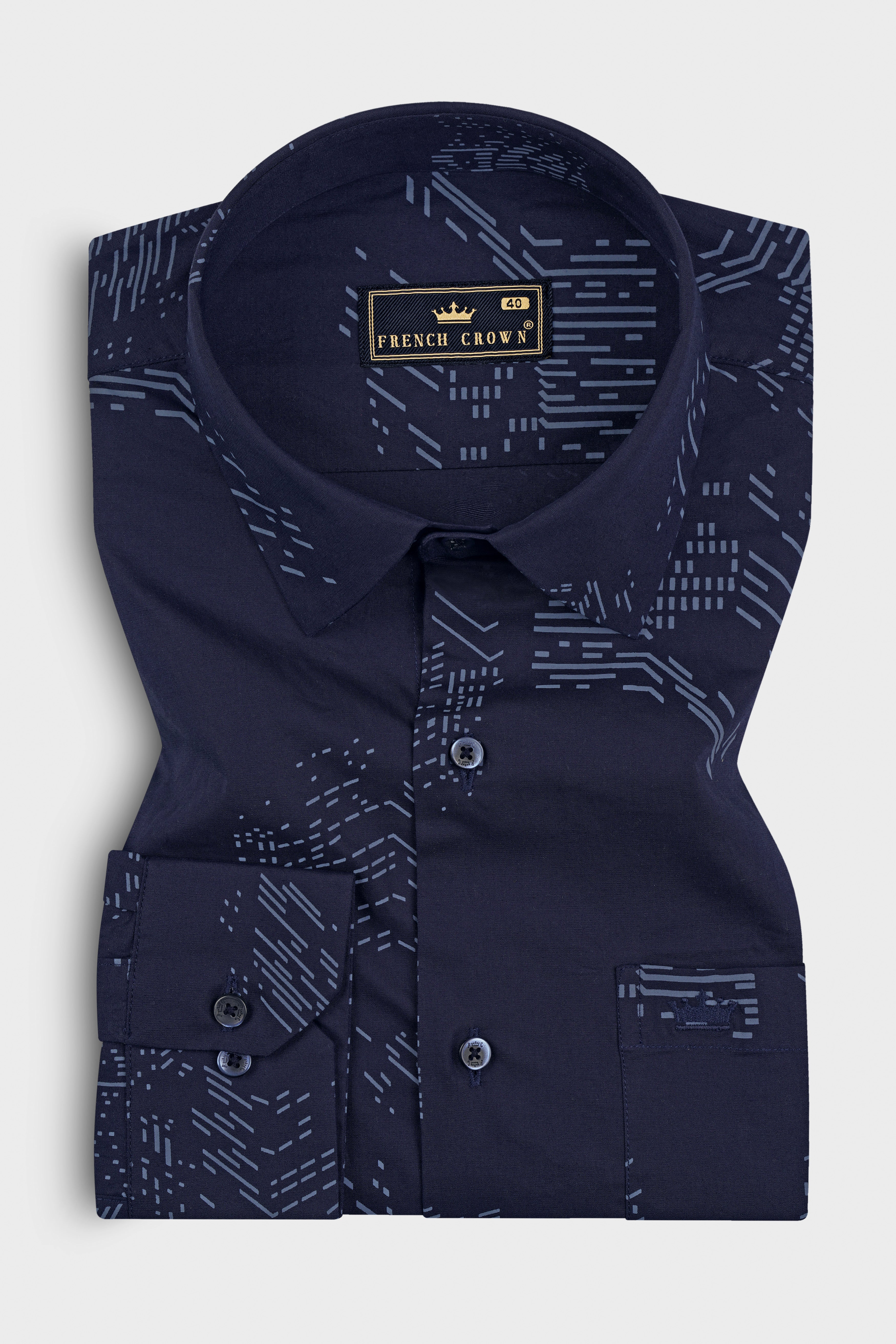 Ebony Blue Subtle Sheen Prints Super Soft Premium Cotton Shirt