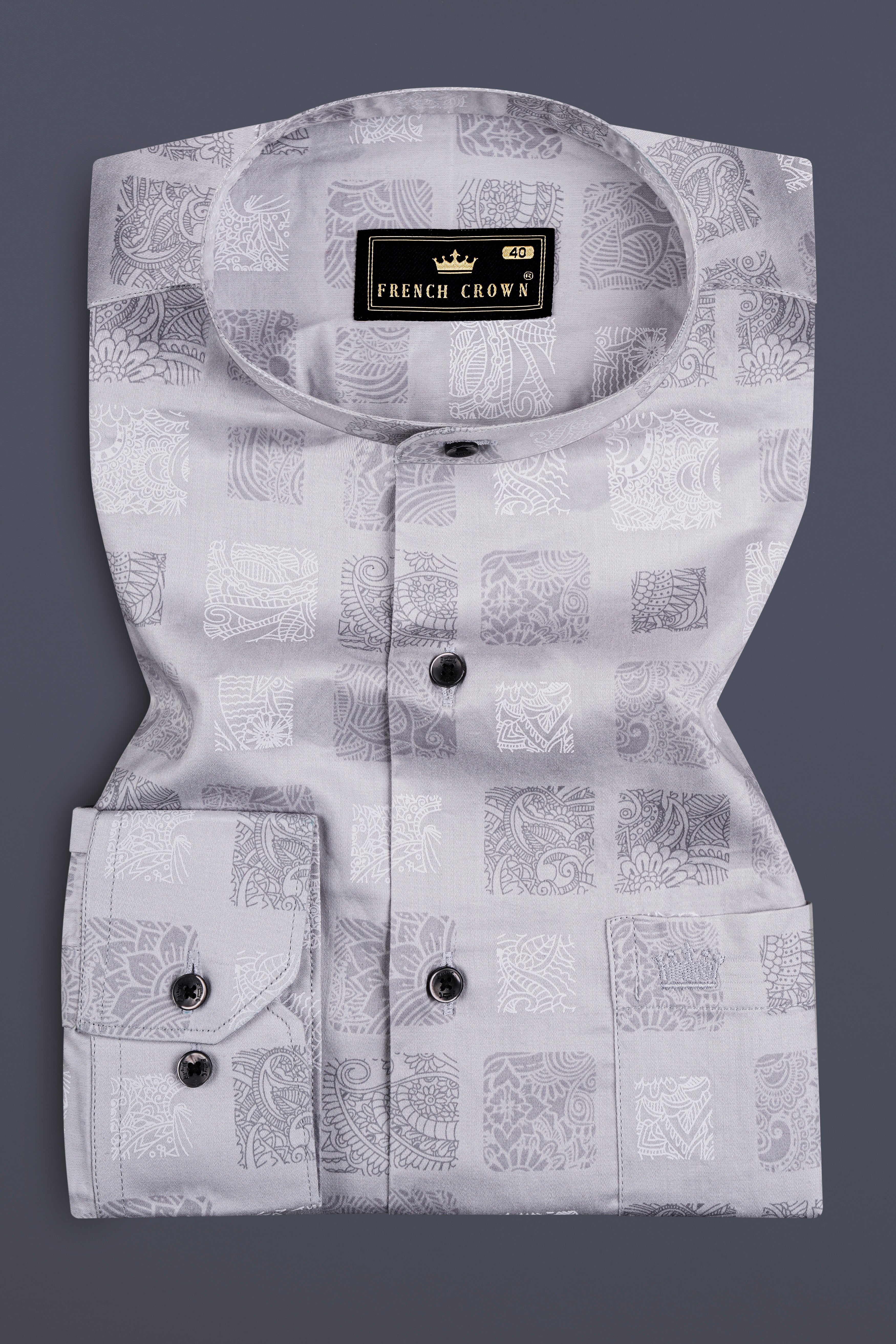 Casper Gray Box Like Printed Super Soft Premium Cotton Shirt