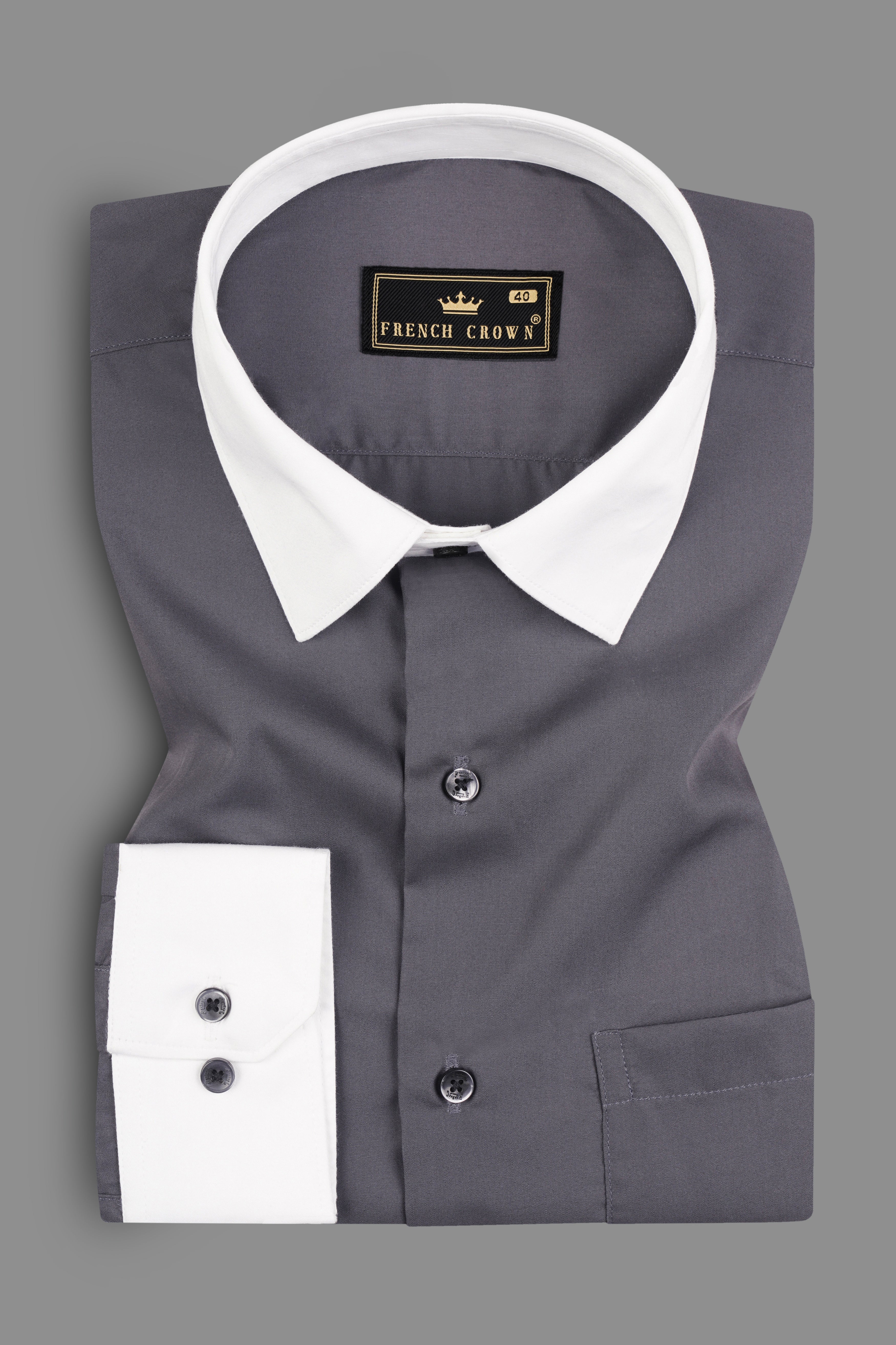 Vampire Gray Solid Giza Cotton Shirt