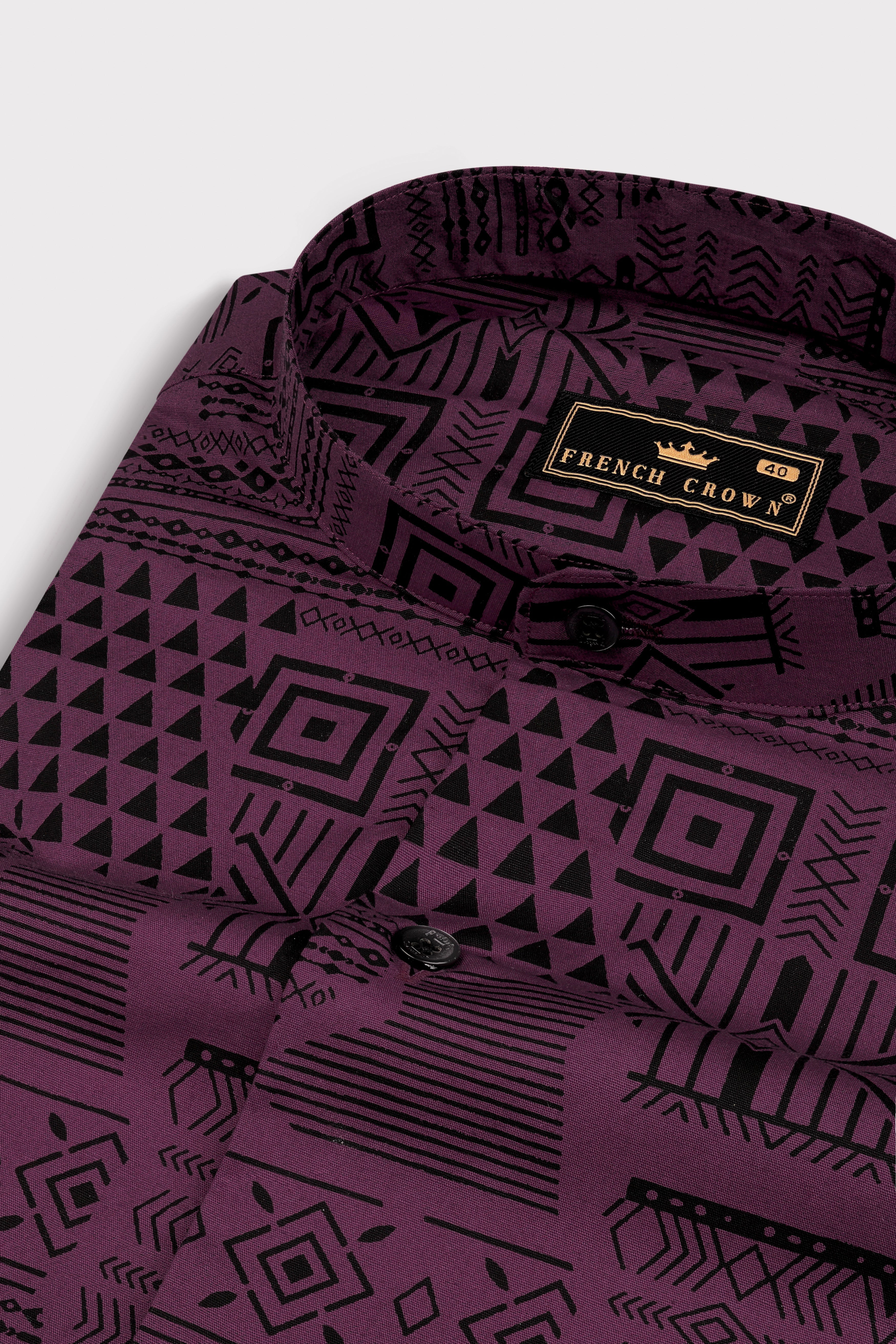 Byzantium Purple Printed Giza Cotton Shirt