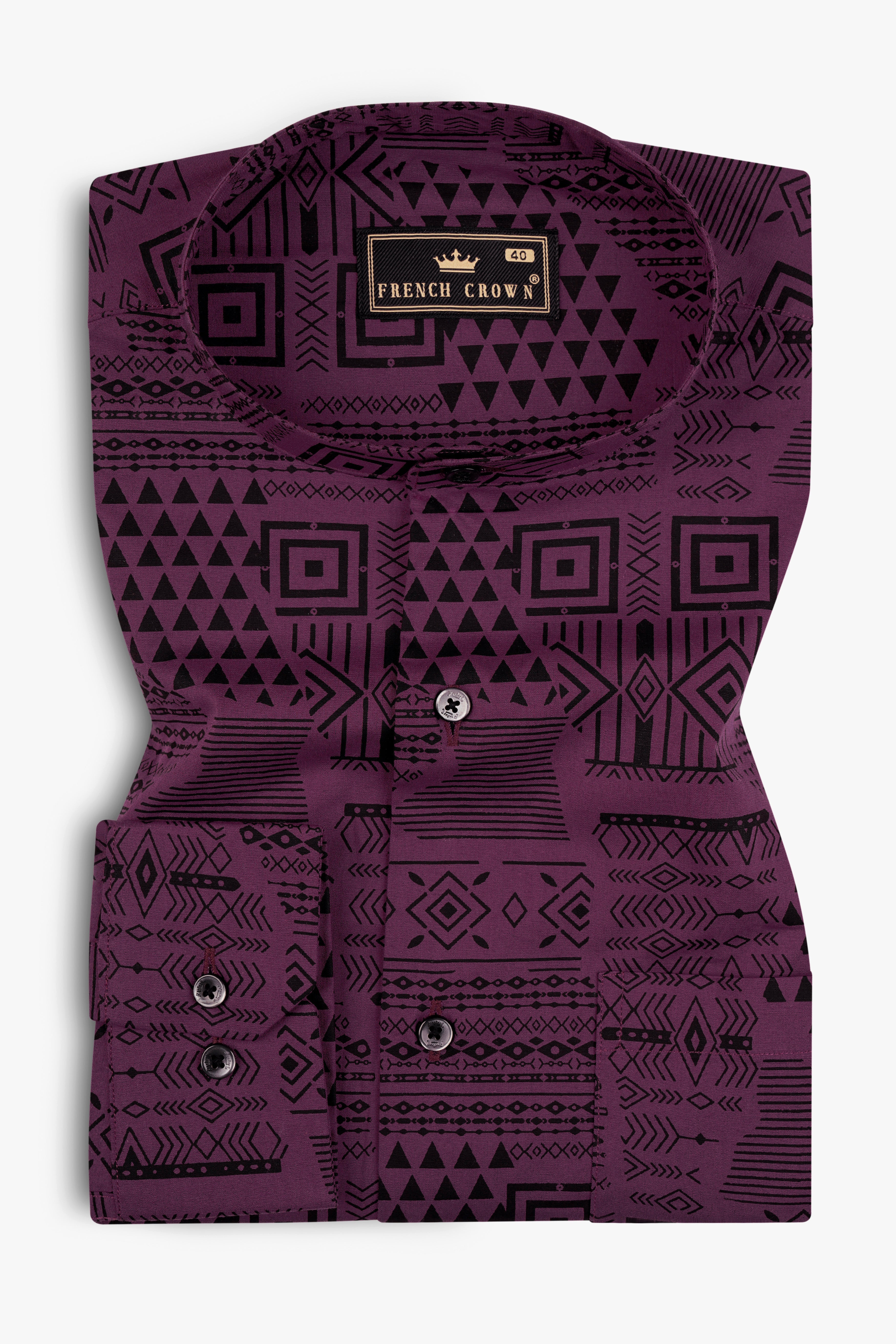 Byzantium Purple Printed Giza Cotton Shirt