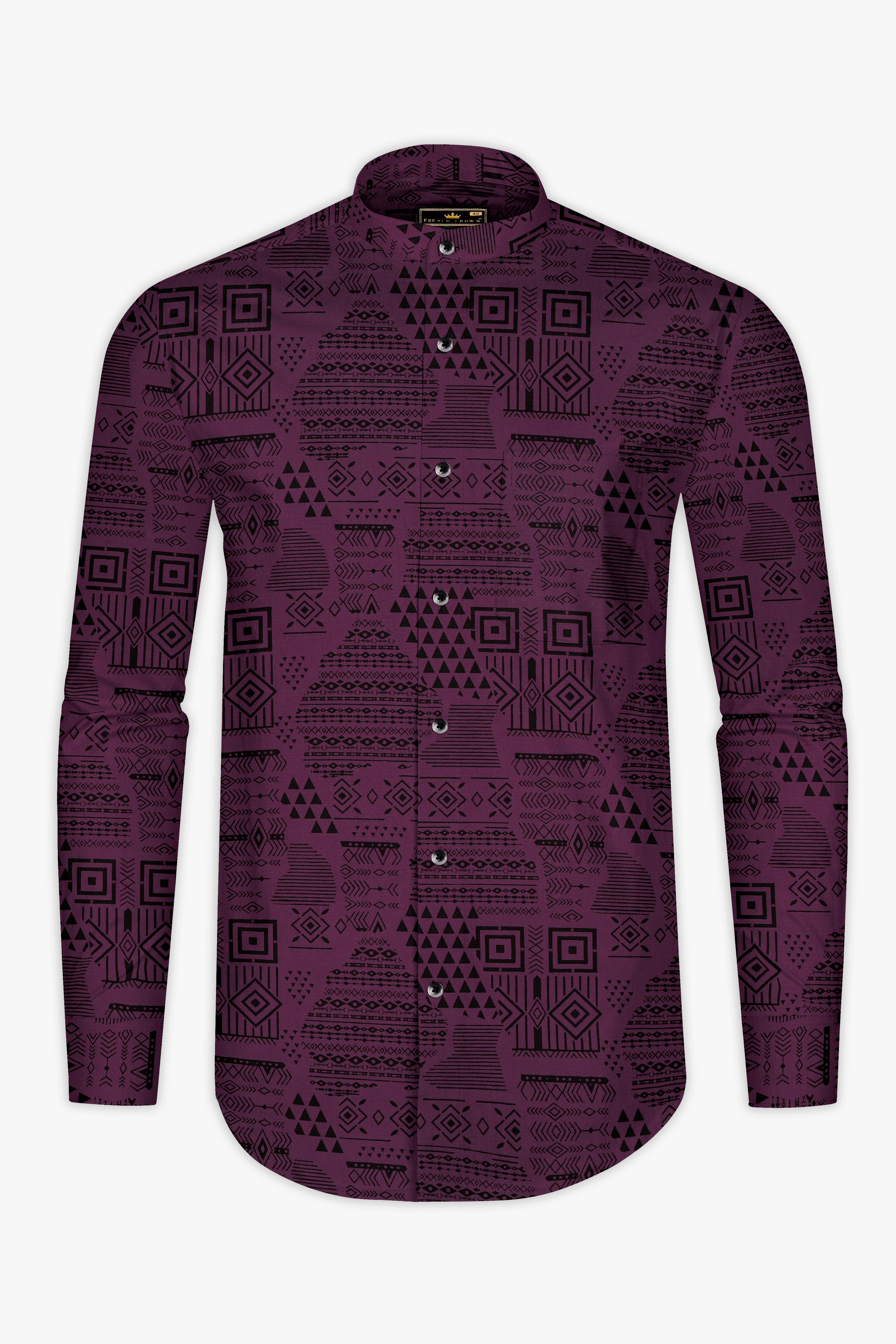 Byzantium Purple Printed Giza Cotton Shirt