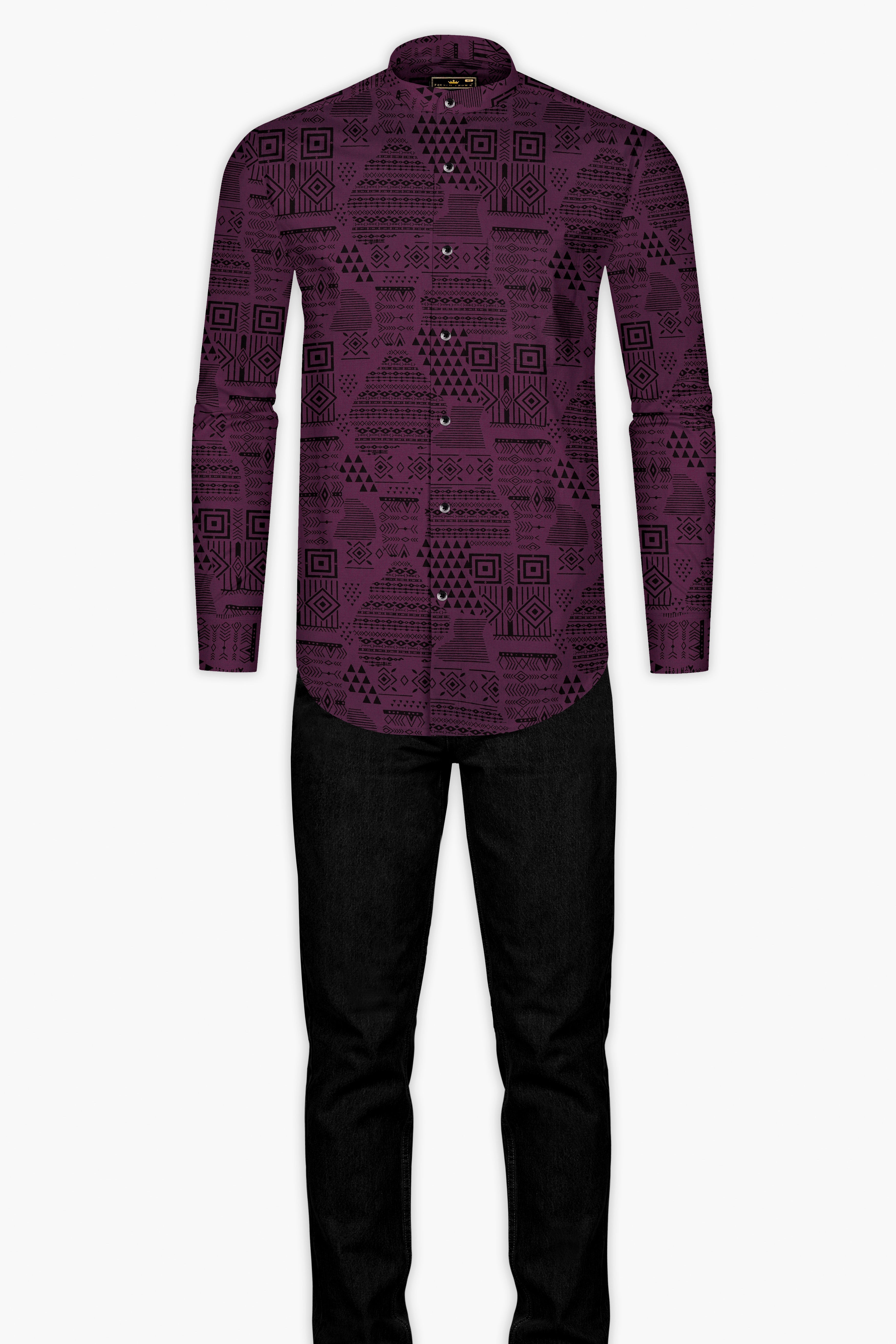 Byzantium Purple Printed Giza Cotton Shirt